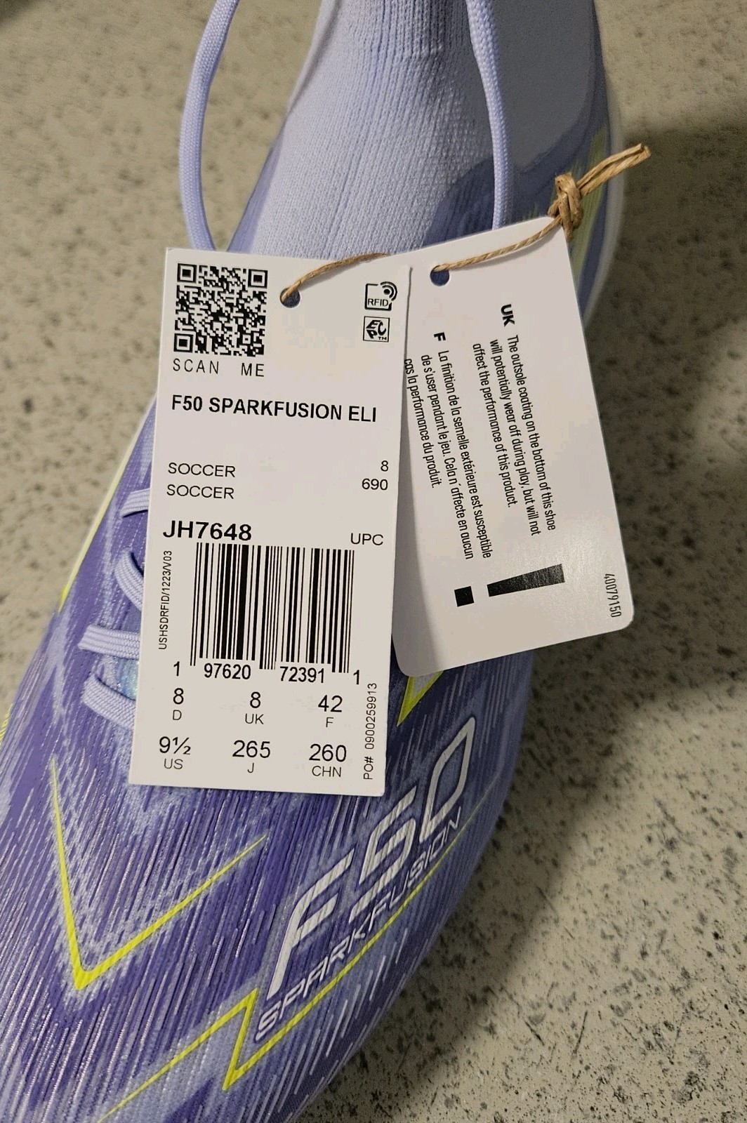 Adidas F50 Sparkfusion Elite Mid FG Soccer Cleats Violet Women’s 9.5 / Men’s 8.5