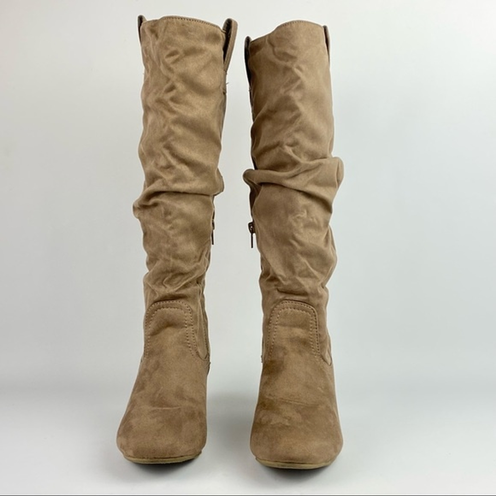 Call It Spring Heeled Boots Womens Size 7 Tan Zipper Long Boots