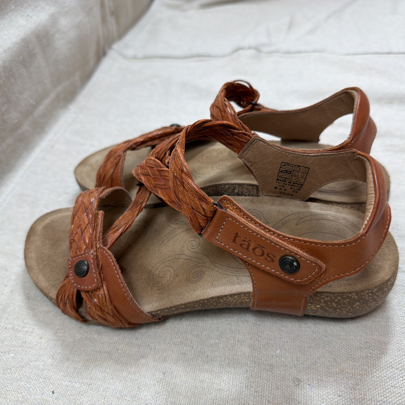 Taos Trulie Burnt Orange Woven Leather Braid Wedge Sandals Womens US 8-8.5 EU 39