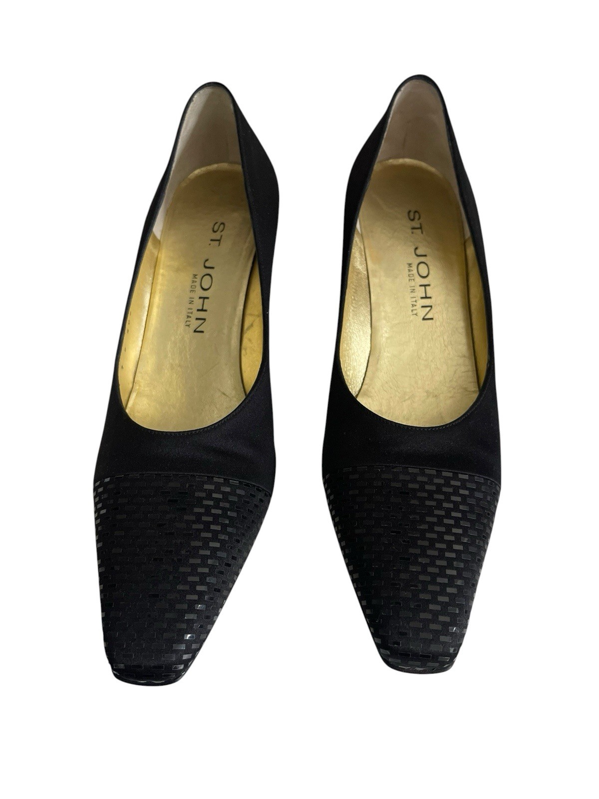 St. John Shoes Woman’s Heels Black Fabric Size 7 Made in Italy Pointed Toe