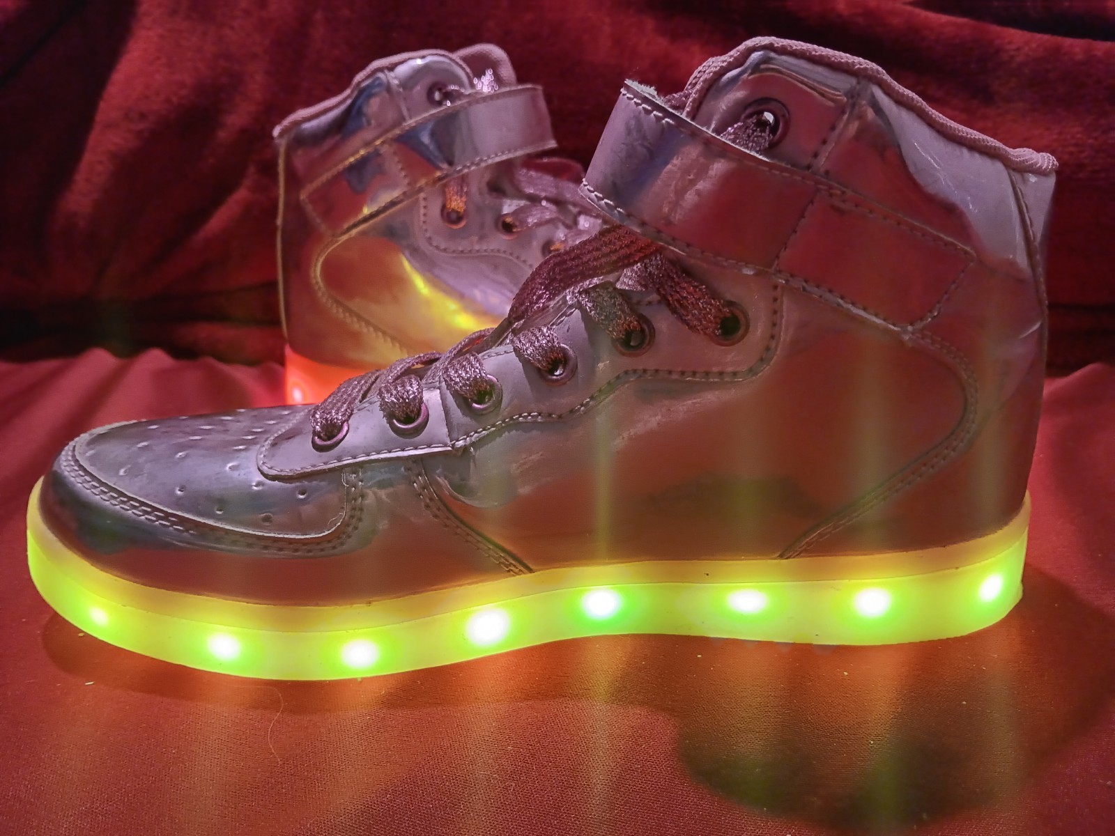 Pink High Top LED Light-Up Sneakers Unisex Adults Size 39 Lace-Up Lightweight