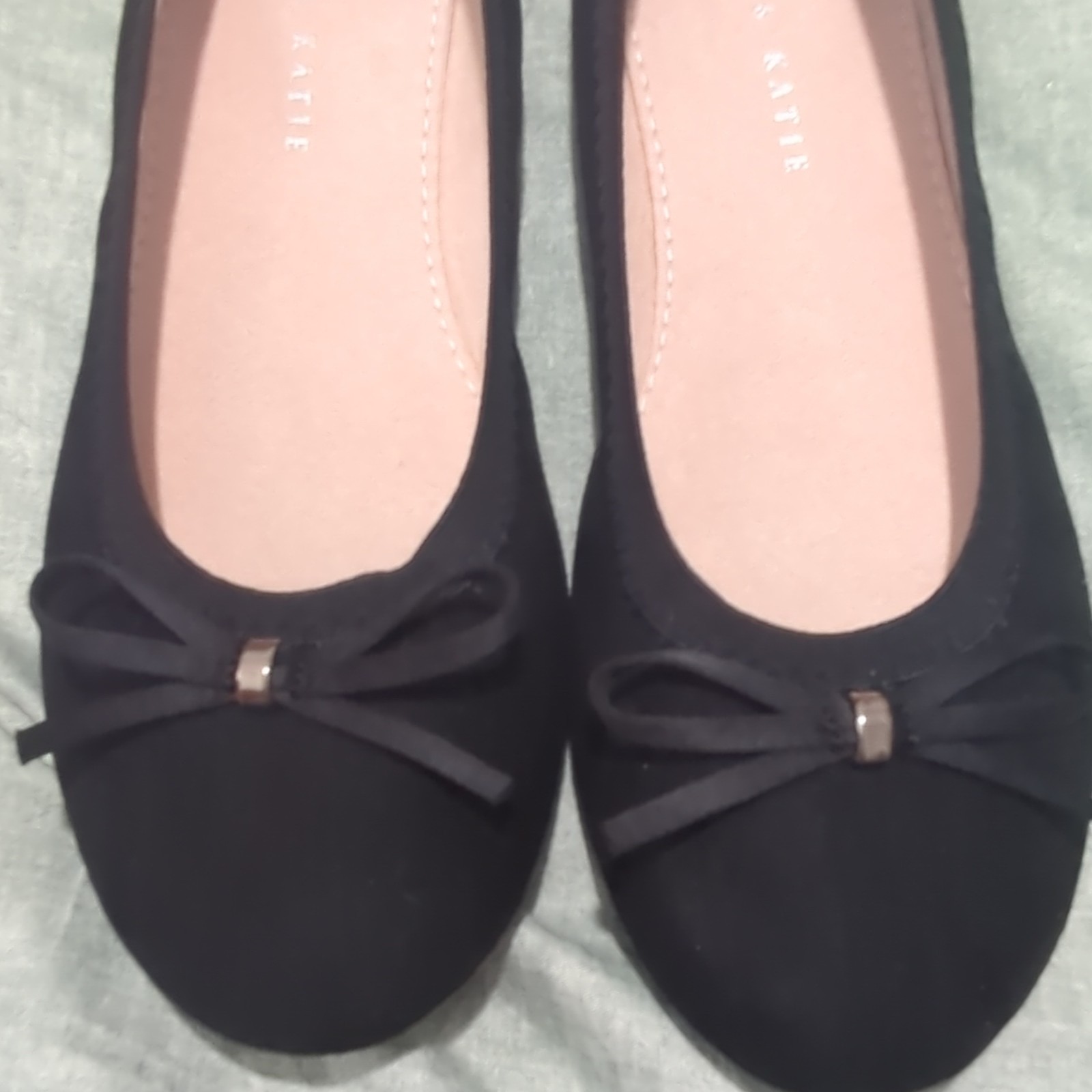 Kelly & Katie Black Textile Bow Ballet Flats Slip-On Women’s US 6 M