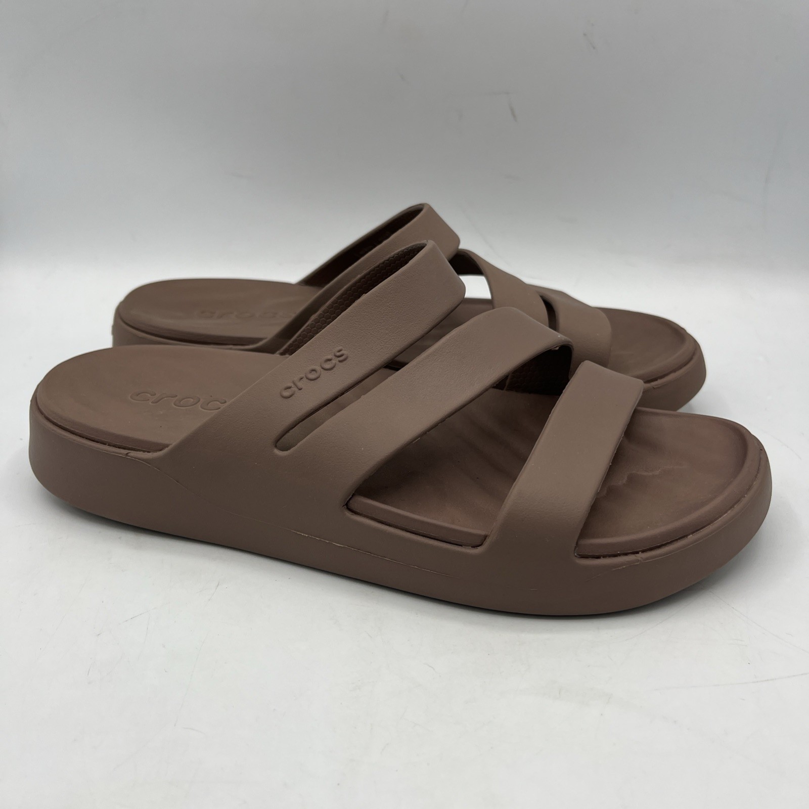 Crocs Getaway Strappy Slip-On Sandals 209587 Women Size 7 Plum Comfort Slides