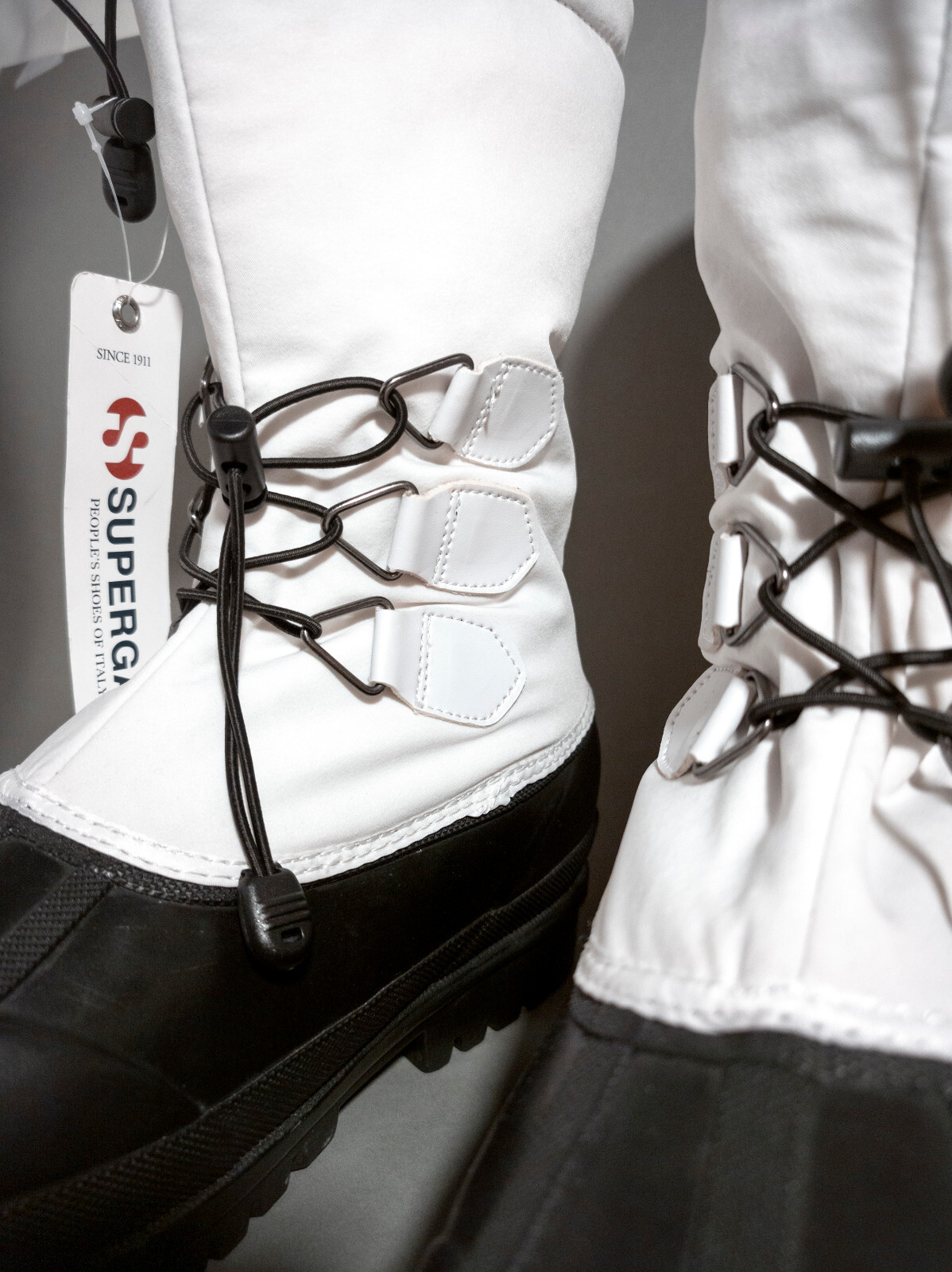 NP~150€ Superga Alpina snow boots 39 retro winter boots rubber textile White