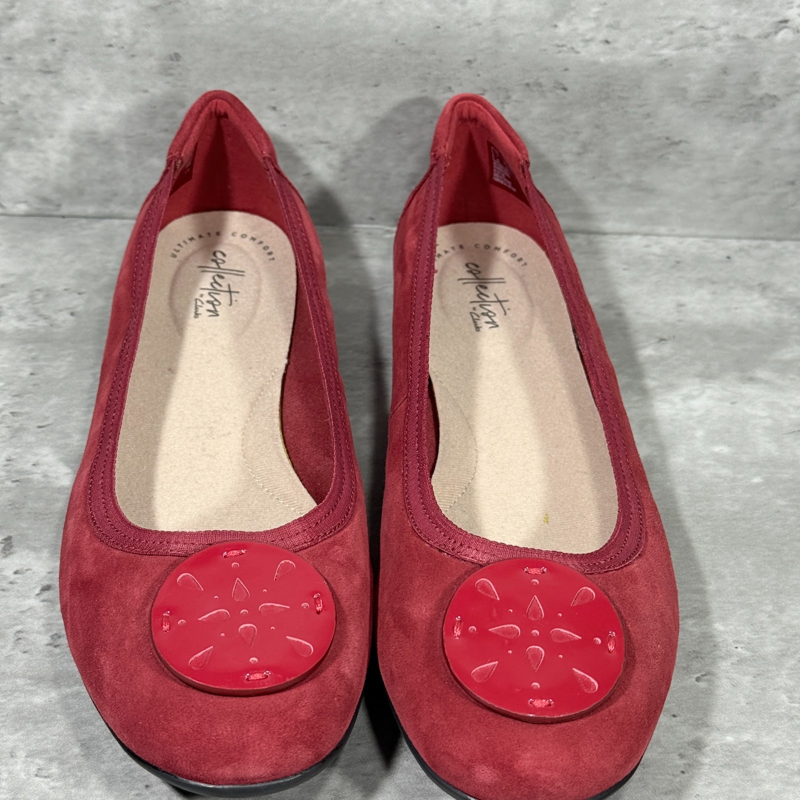 Collection by Clarks Gracelin Zone Red Suede Slip On Ballet Flats Women’s 9.5 W