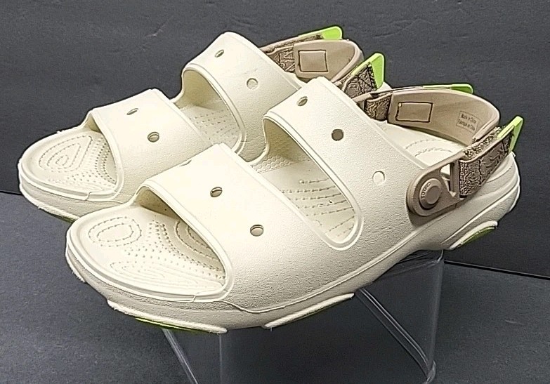 Womens Crocs All Terrain Clog Strappy Shoes Comfort Slip On Cream Sandals Size 7