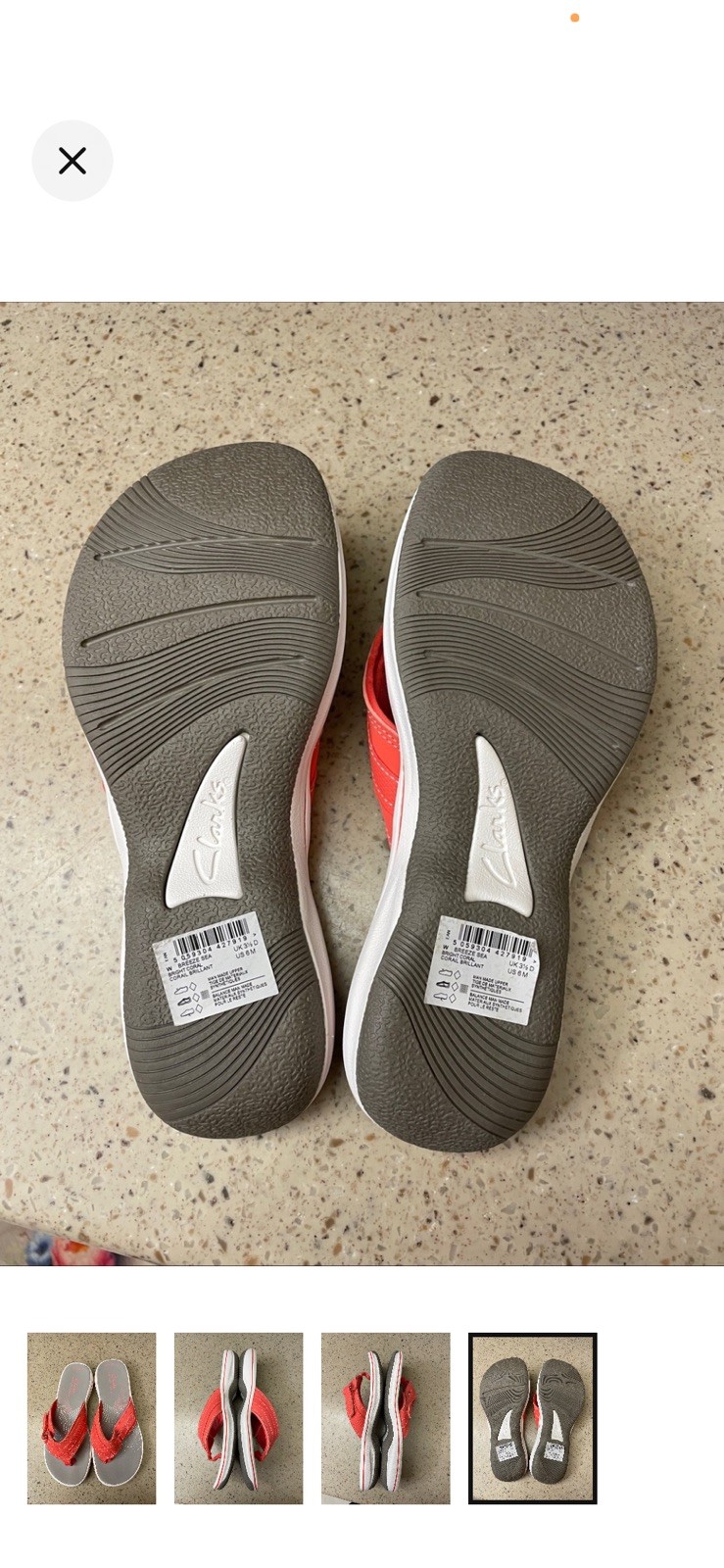 Clarks Women’s Comfort Thong Coral Sandal Size 6