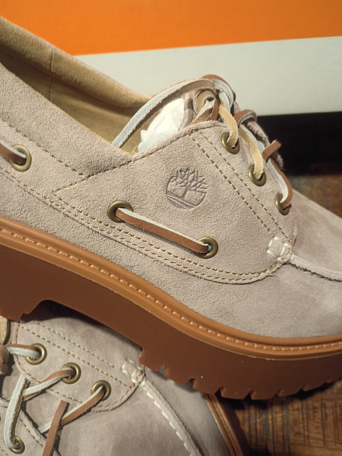 Womens Timberland Stone Street Platform Boat Shoe Lt. Purple Prem Leather Sz 8.5