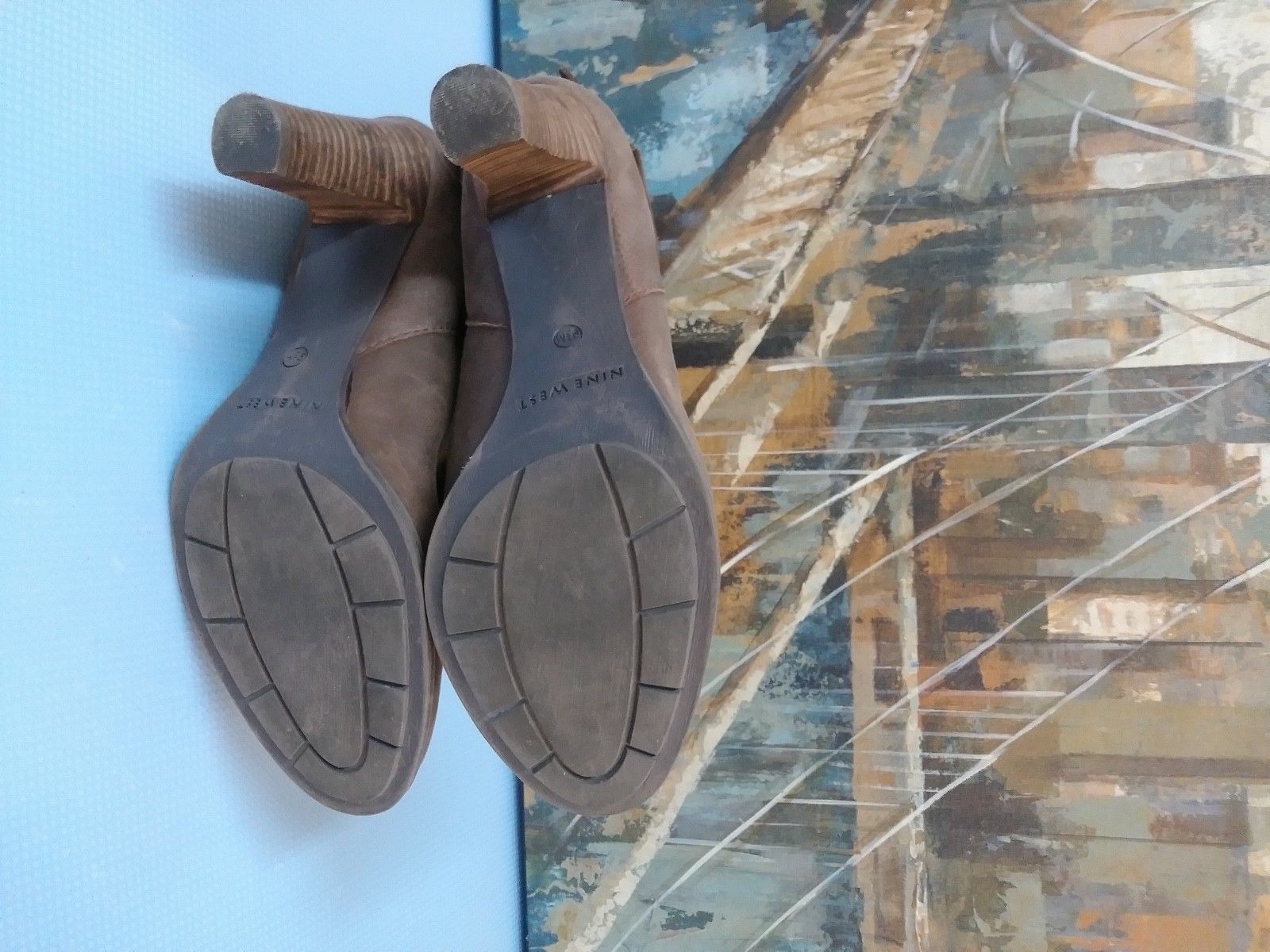 NINE WEST WOMEN’S MID CALF BROWN LEATHER US SIZE 9.5 MEDIUM (B, M)