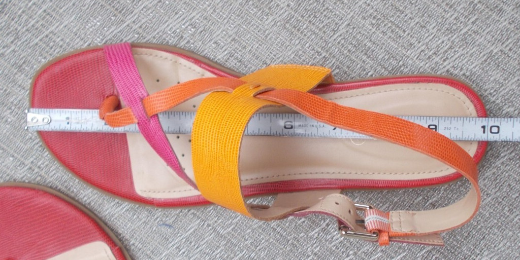 TALBOTS SANDALS «DVAVAH» Red Orange Pink Reptile Leather Ankle Strap Women’s 8M