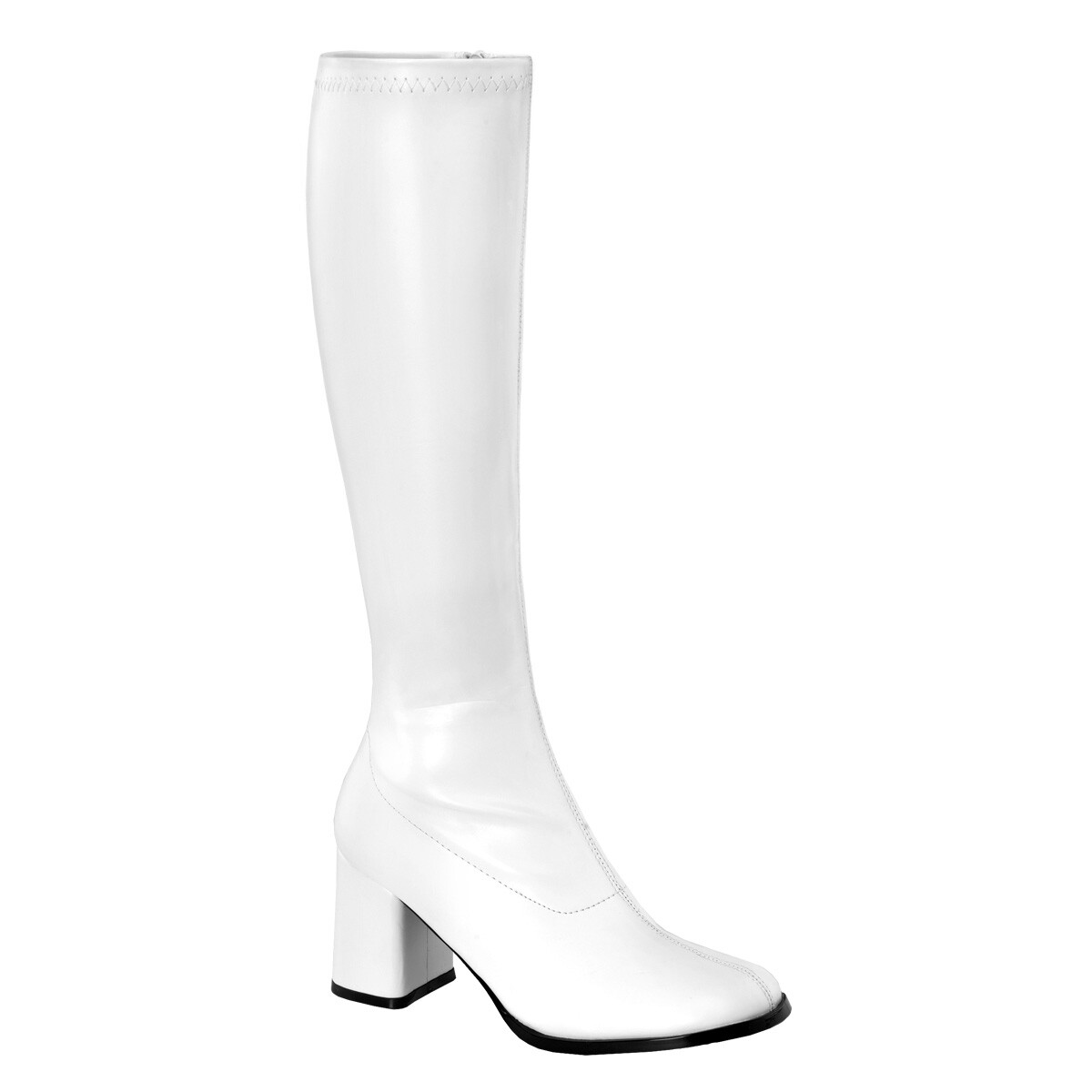 Sexy 3″ High Heel Gogo Dancer White Knee Boots Halloween Costume GOGO300/W/PU