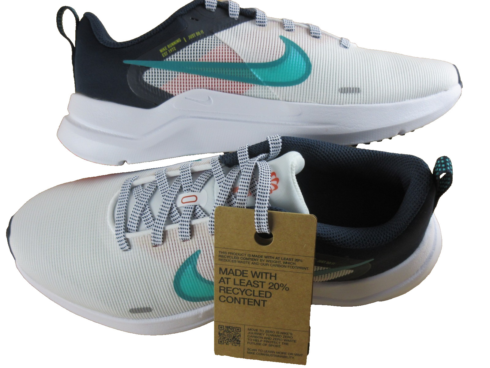 Nike Women’s Downshifter 12 Running Shoes White Obsidian Red Jade Size 8 NIB