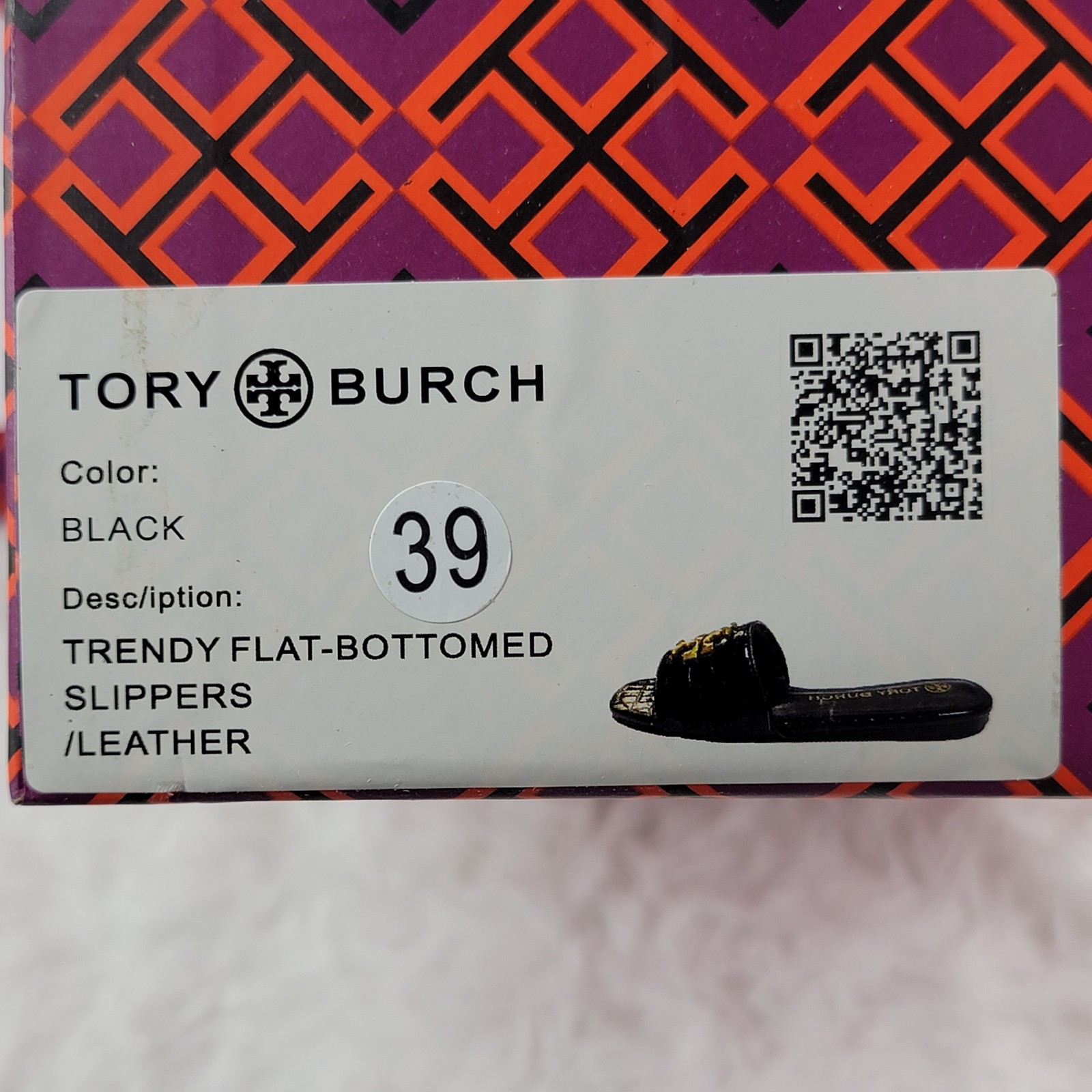 Tory Burch Eleanor Size 8 39 Sandals Black Leather Croc Gold Logo Slides New Box