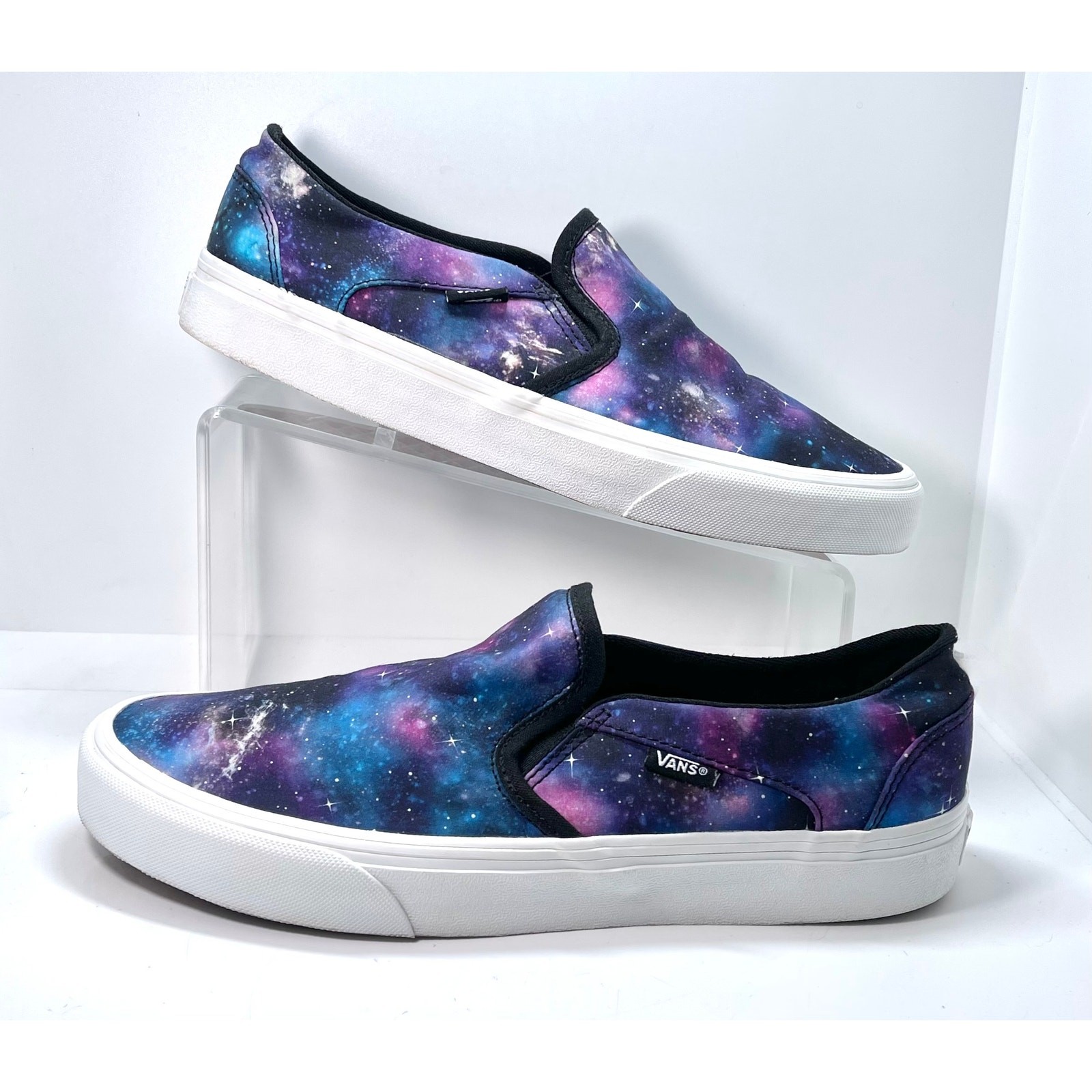 Vans Classic Cosmic Galaxy Space Stars Purple Blue Slip-On Shoes Sneakers 9.5