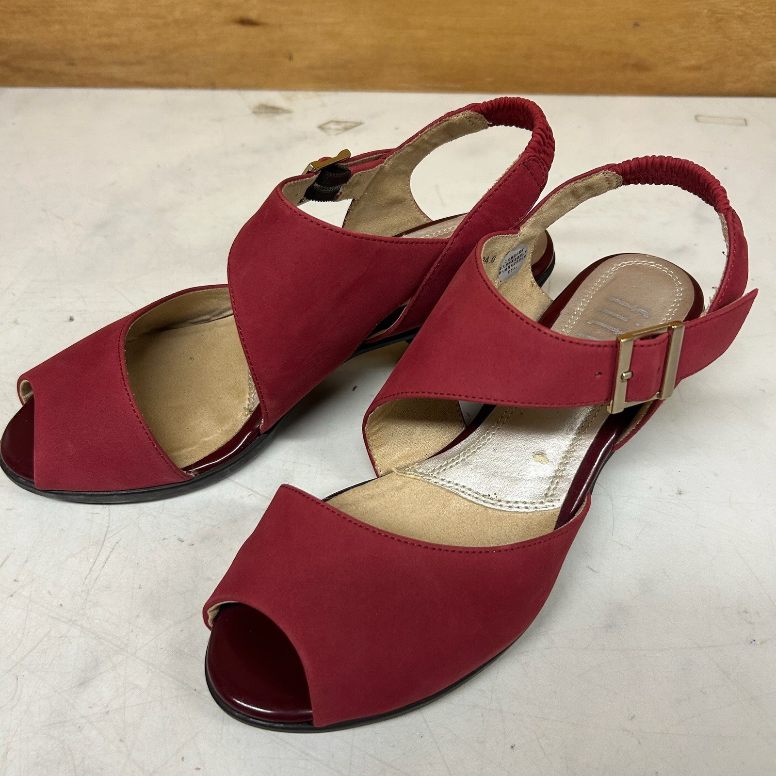 fitfit Women’s Open Toe Slingback Sandals Burgundy Size 24.0cm Comfort