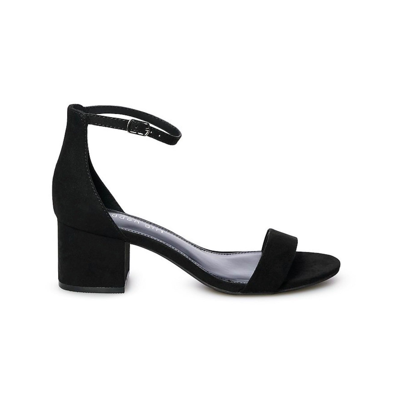 NIB Madden Girl Ileana Womens Black Micro Suede Block Heel Ankle Strap Sandals 7
