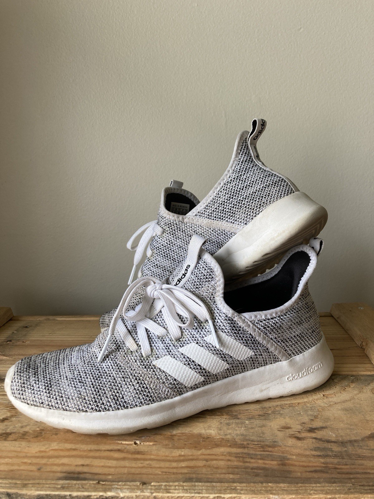 Adidas Cloudfoam Pure Women’s Sneakers White and Gray Knit Size 8