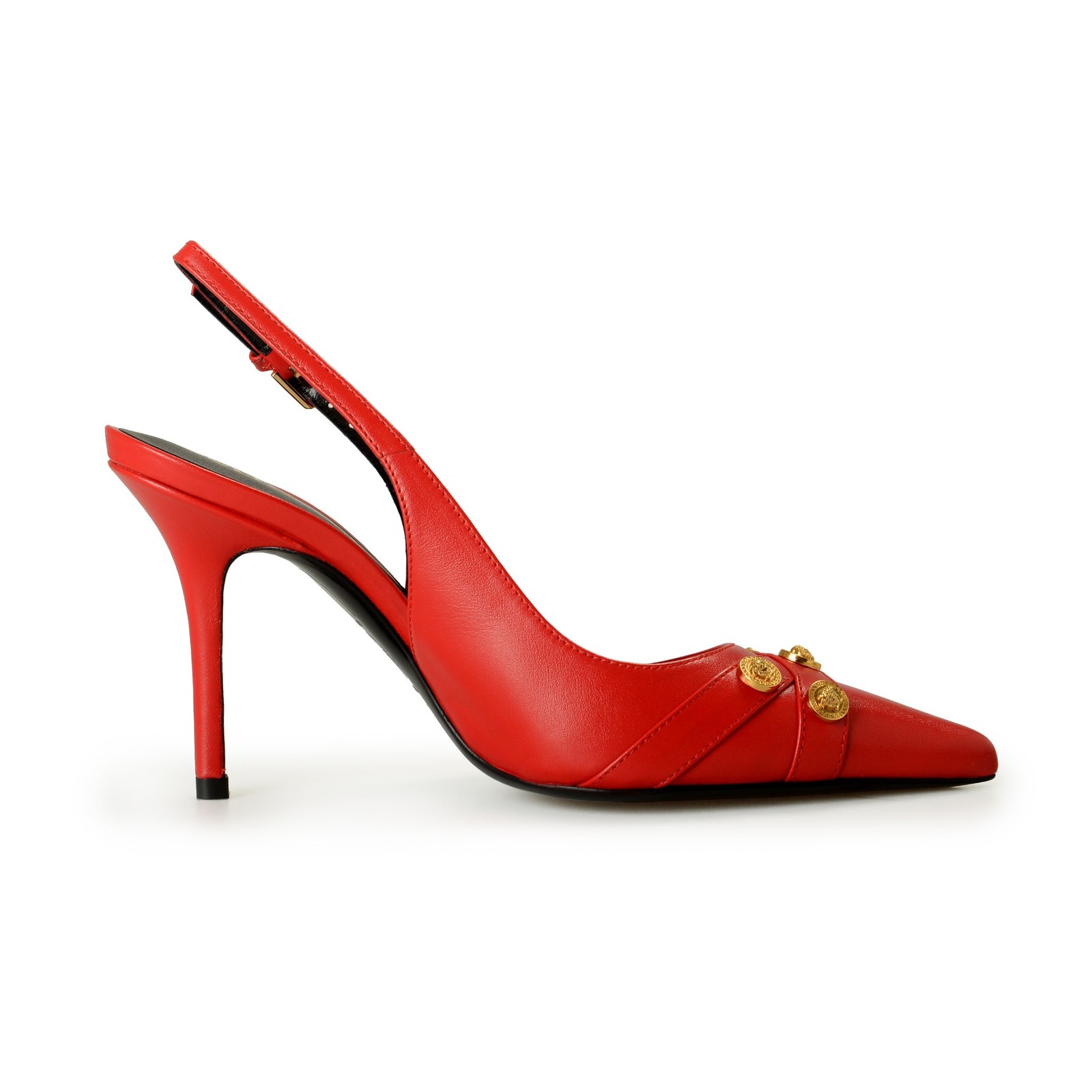 Versace Women’s Red 100% Leather Heeled Slingback Pumps Shoes US 6 IT 36