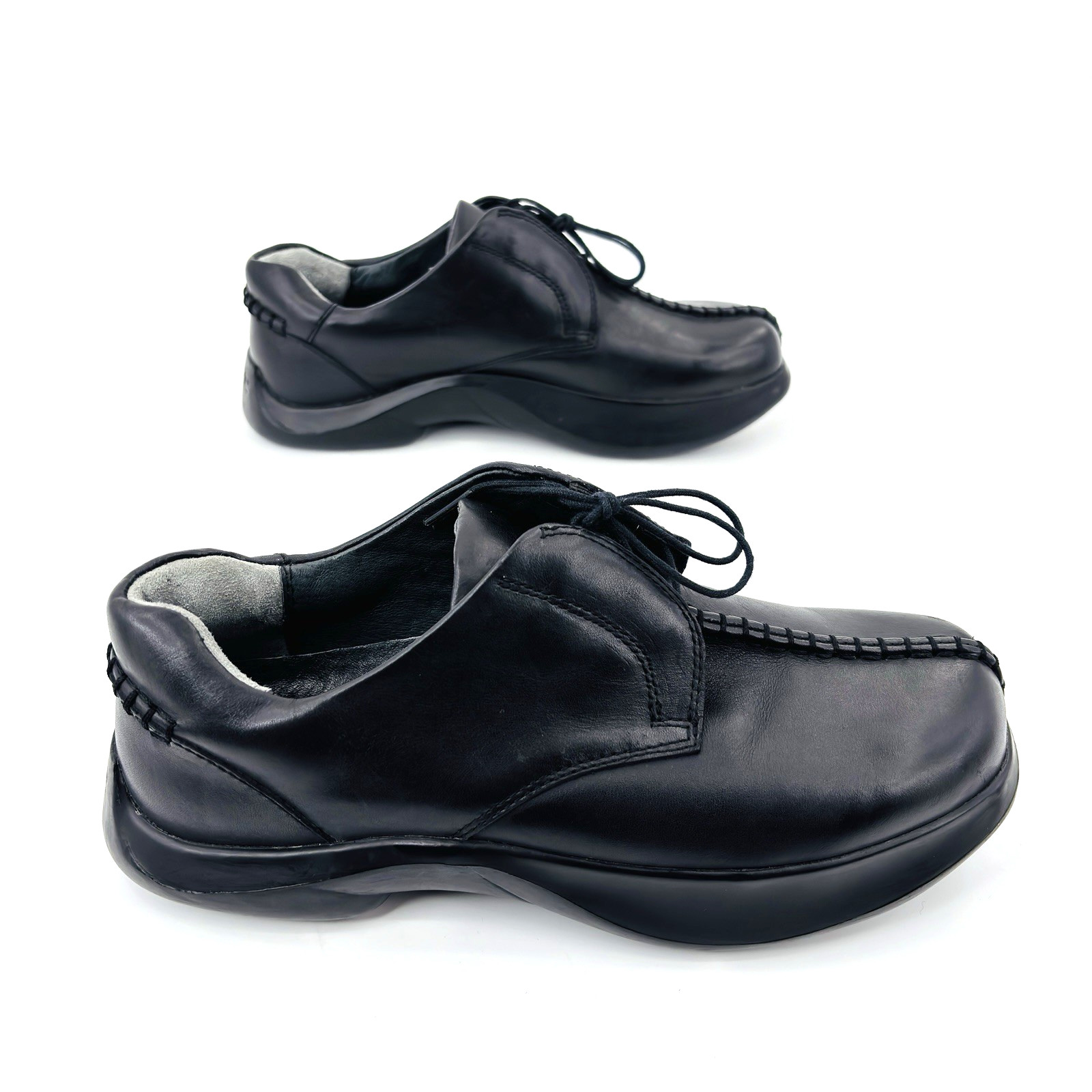 Women 9.5 (Men 7.5) Earth Kalso Heritage 2 Black Leather Latex Sole Lace Up Shoe