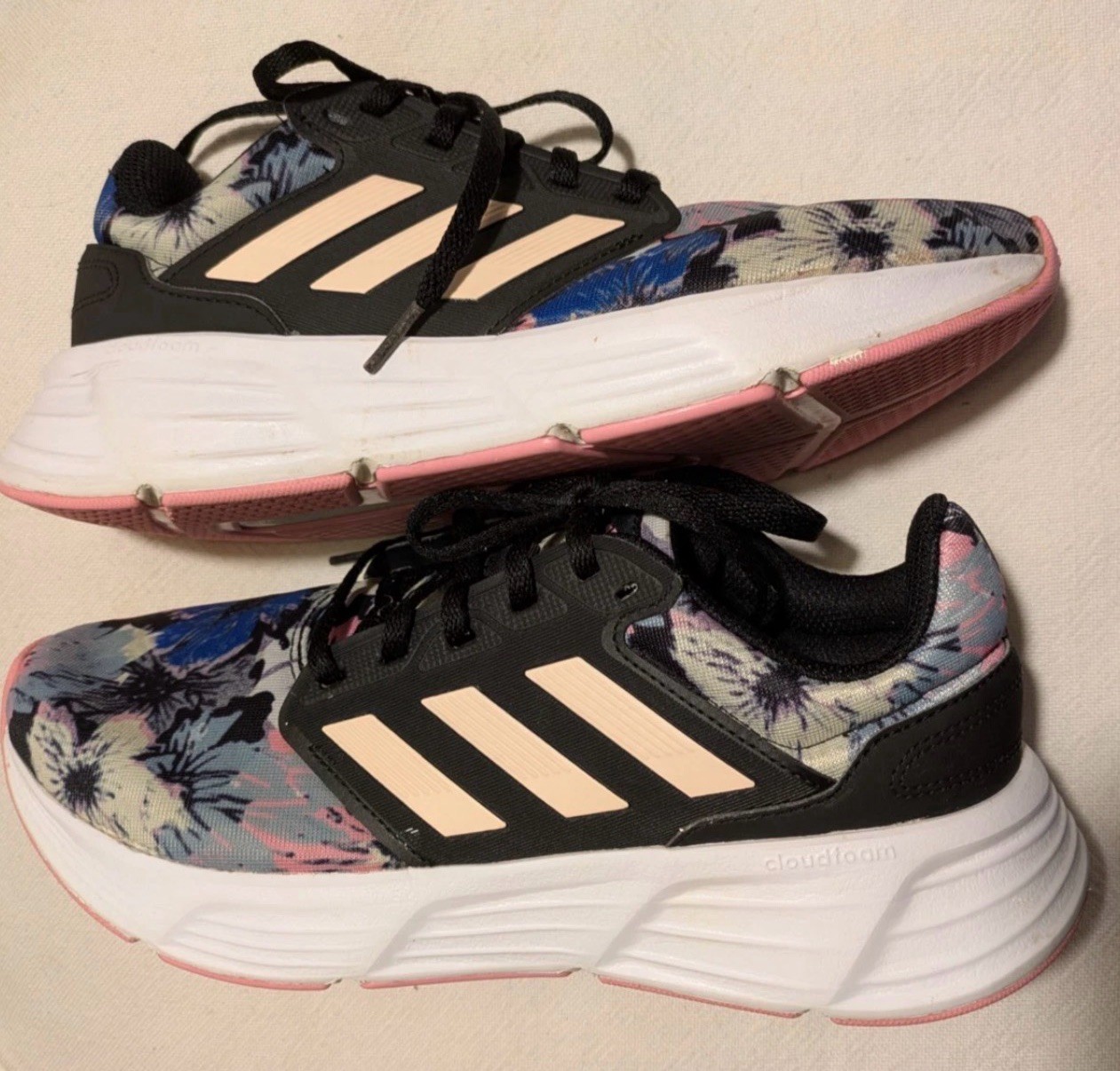 Adidas Galaxy 6 GX7285 Cloudfoam Comfort Size 9 Floral Blue Pink Black Clean!
