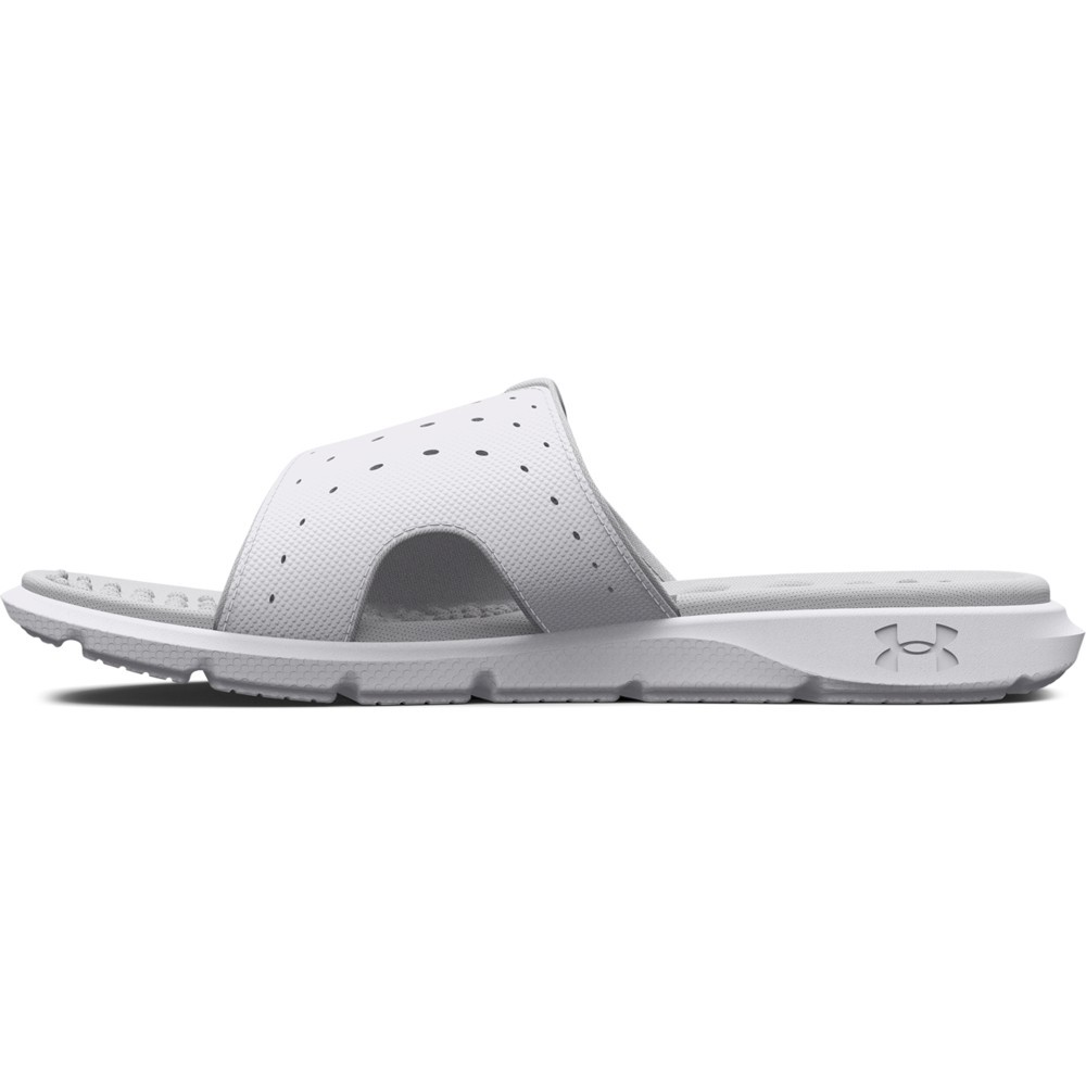 Under Armour 3026027 Women’s UA Ignite Pro Slides, White/Halo Gray, Size 10