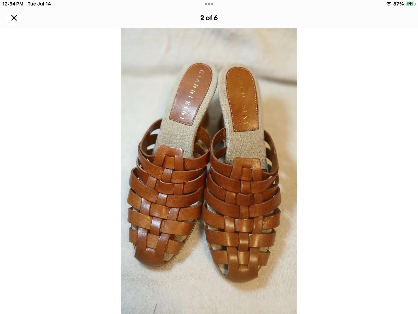 Gianni Bini Women’s Leather Wedge Sandal Heel Shoe Mule Size 8