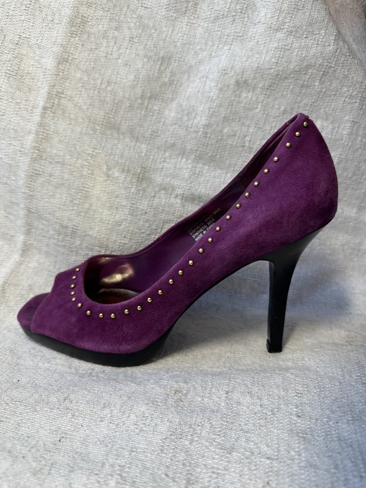 Jessica Simpson Womens Purple Suede Platform Peep Toe Pumps Sz 6.5 Pre-owned
