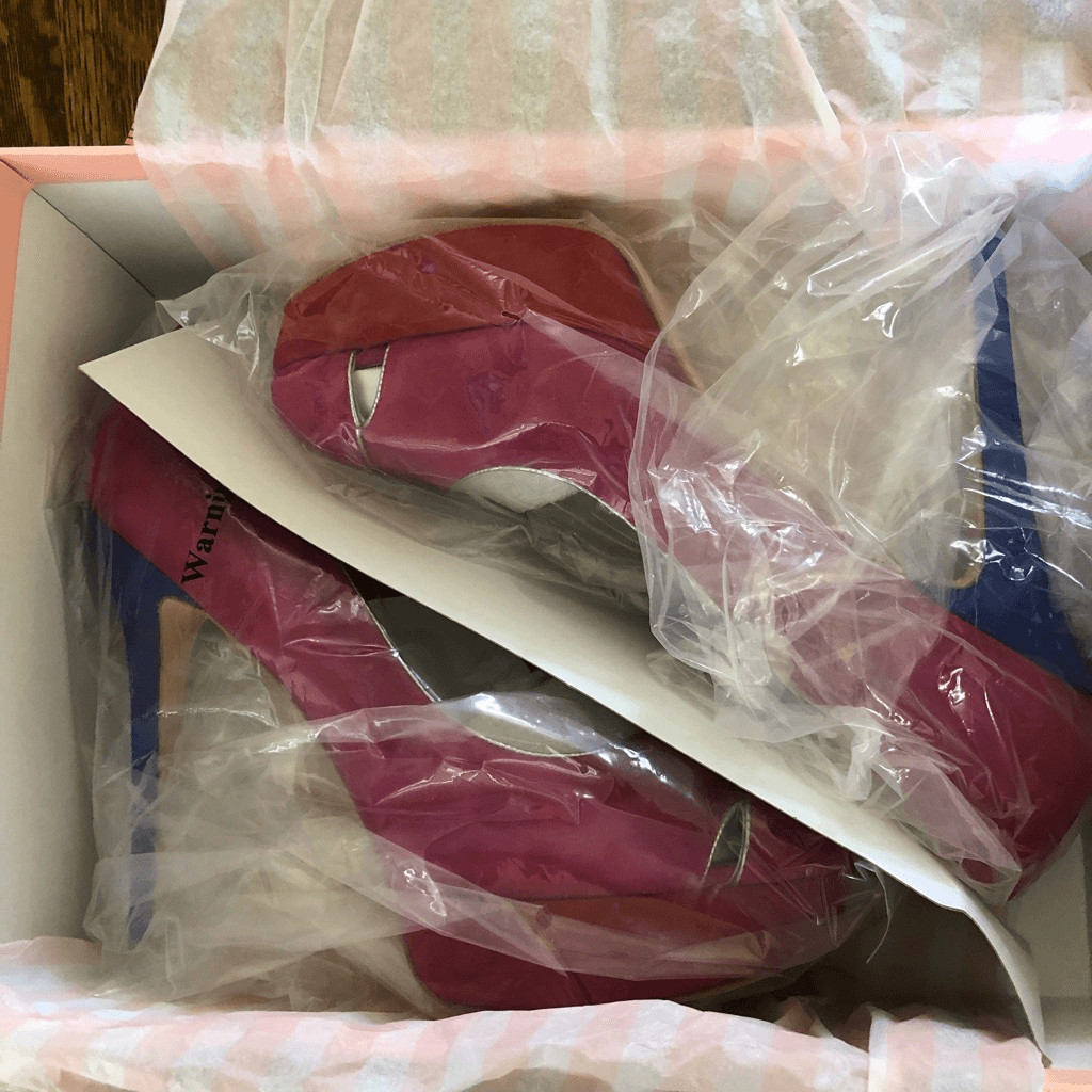 NEW Footcandy Crissy Fuchsia, Red and Blue Kid Suede Platform Heels NIB
