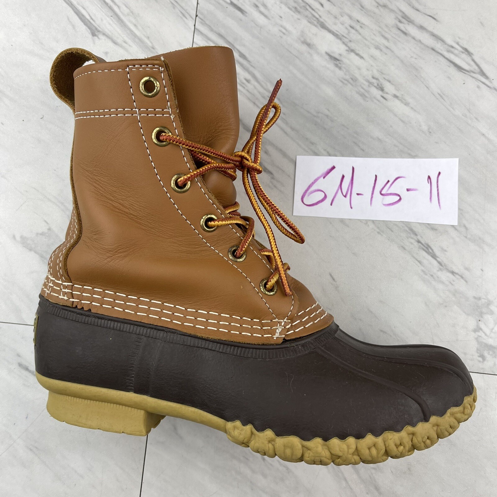 •LL Bean Duck Rubber Boots Made In Maine Women’s 6 M Brown Hunting Outdoor USA