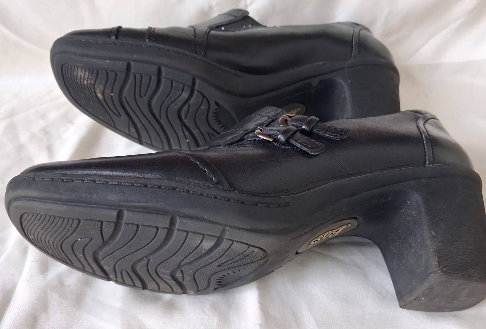 GH Bass Shoes Womens 7.5 M Black Leather Tonia Chunky Block Heel Loafer
