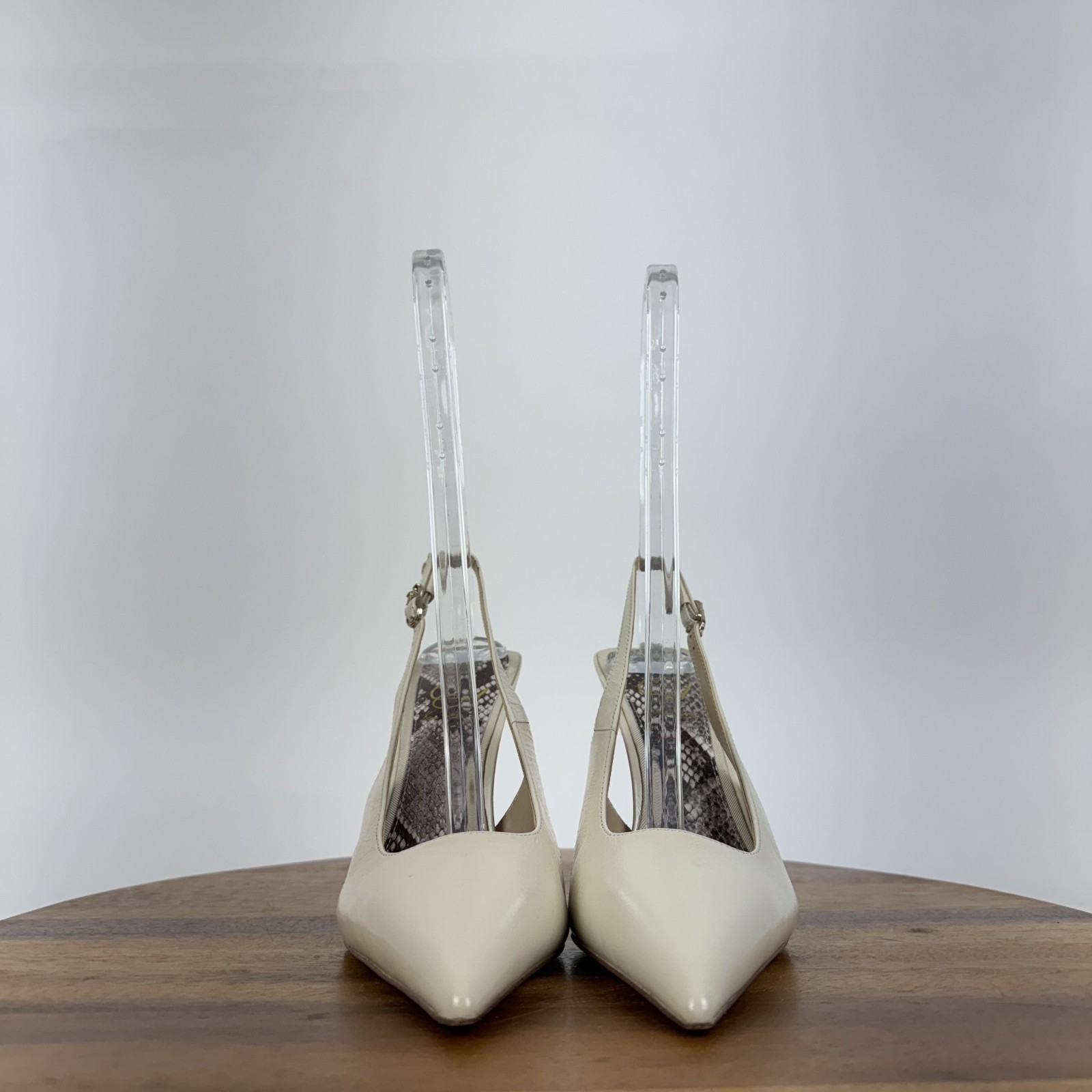 Womens Sam Edelman Odette Ivory Patent Leather Slingback Heeled Pumps Size 6 M