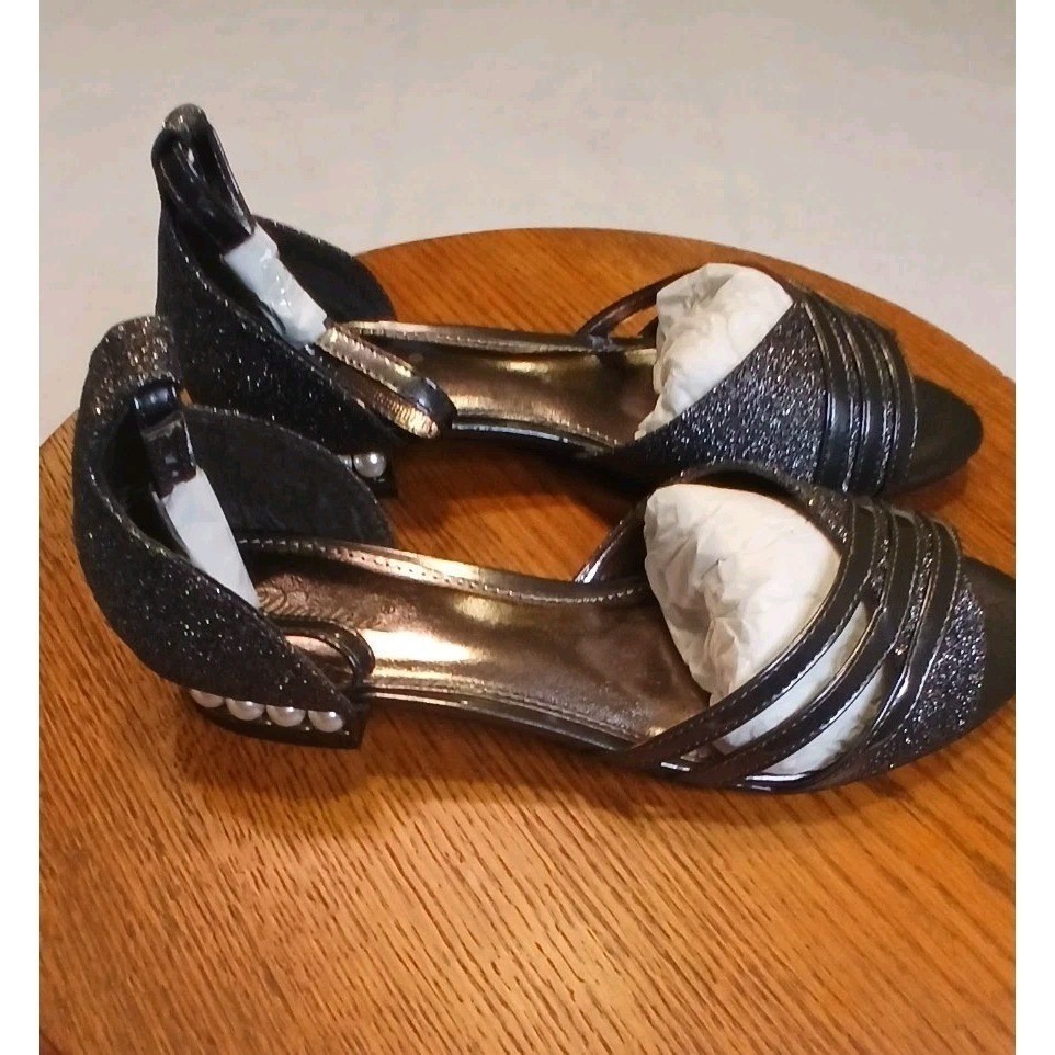 Dunion Womens Strappy Dress Sandals Heels Peep Toe Ankle Strap Sparkle NWT