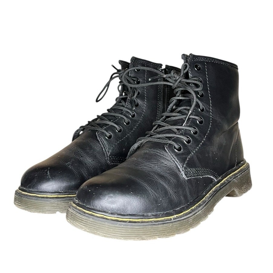 Doc Dr. Martens Delaney Leather Combat Boots Side Zip M4 W5 Black