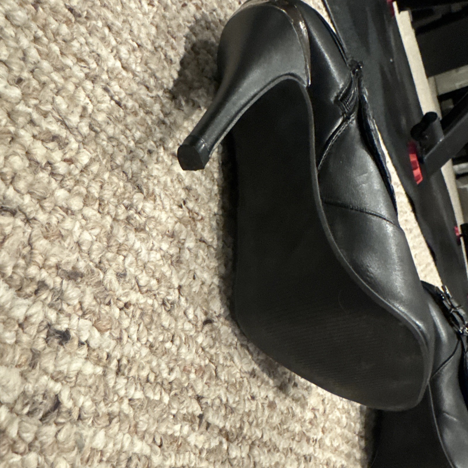 Torry Woman’s Heels Size 6.5 Black Leather Zipper Strap Shoes