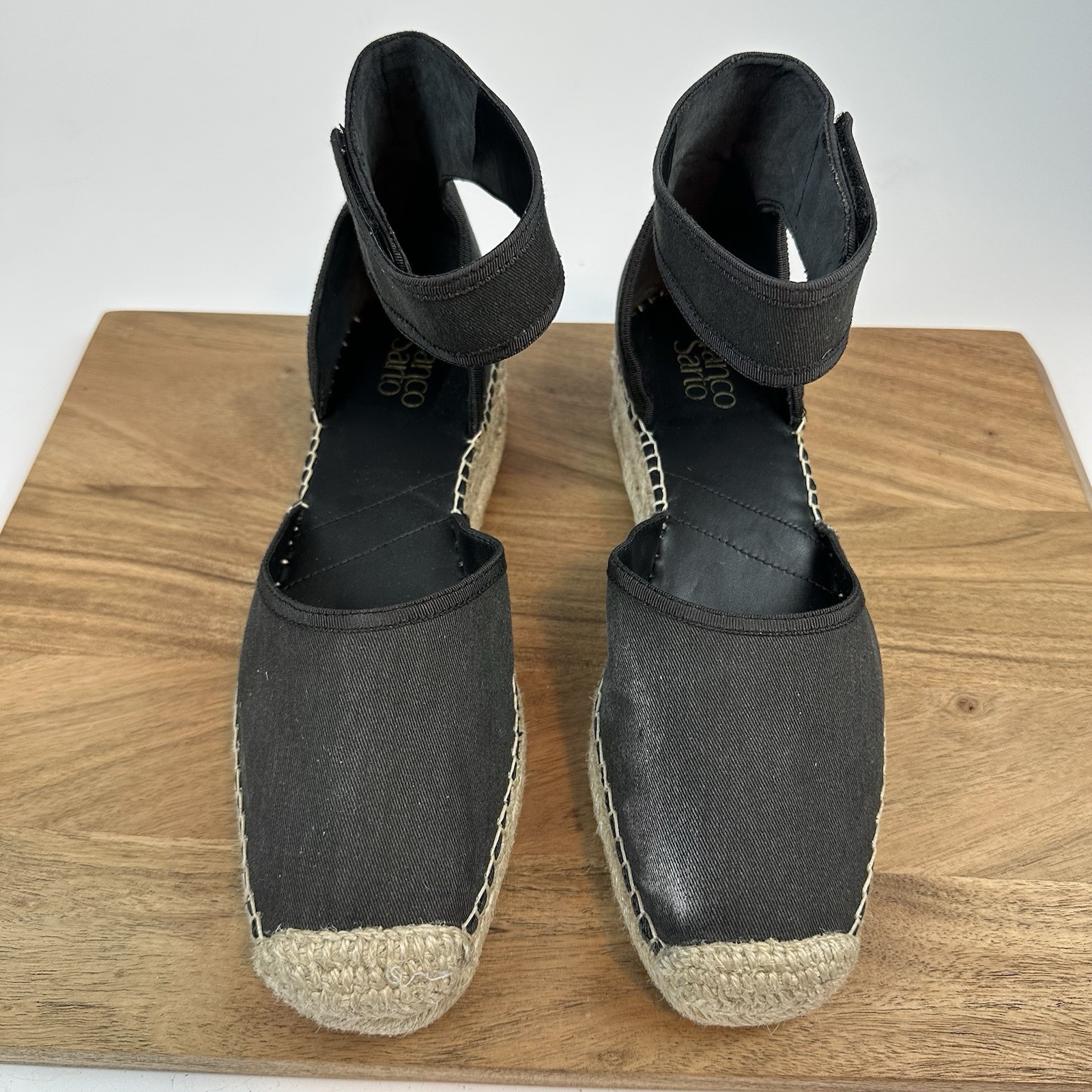 Womens Franco Sarto Bessa Brown Canvas Espadrille Wedge Sandals Size 11 M GUC