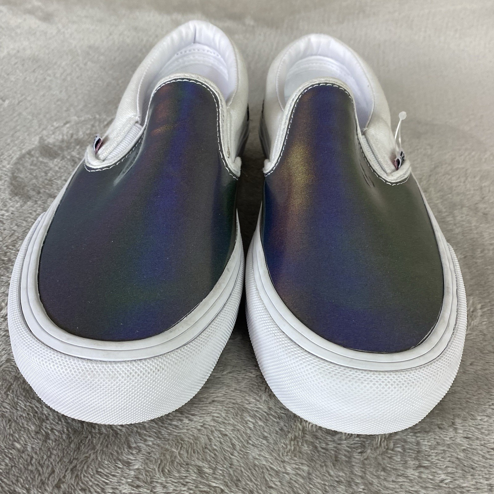 Vans Slip-On Pro Shoes Men 5 Women 6.5 White Iridescent Skate Sneakers NEW