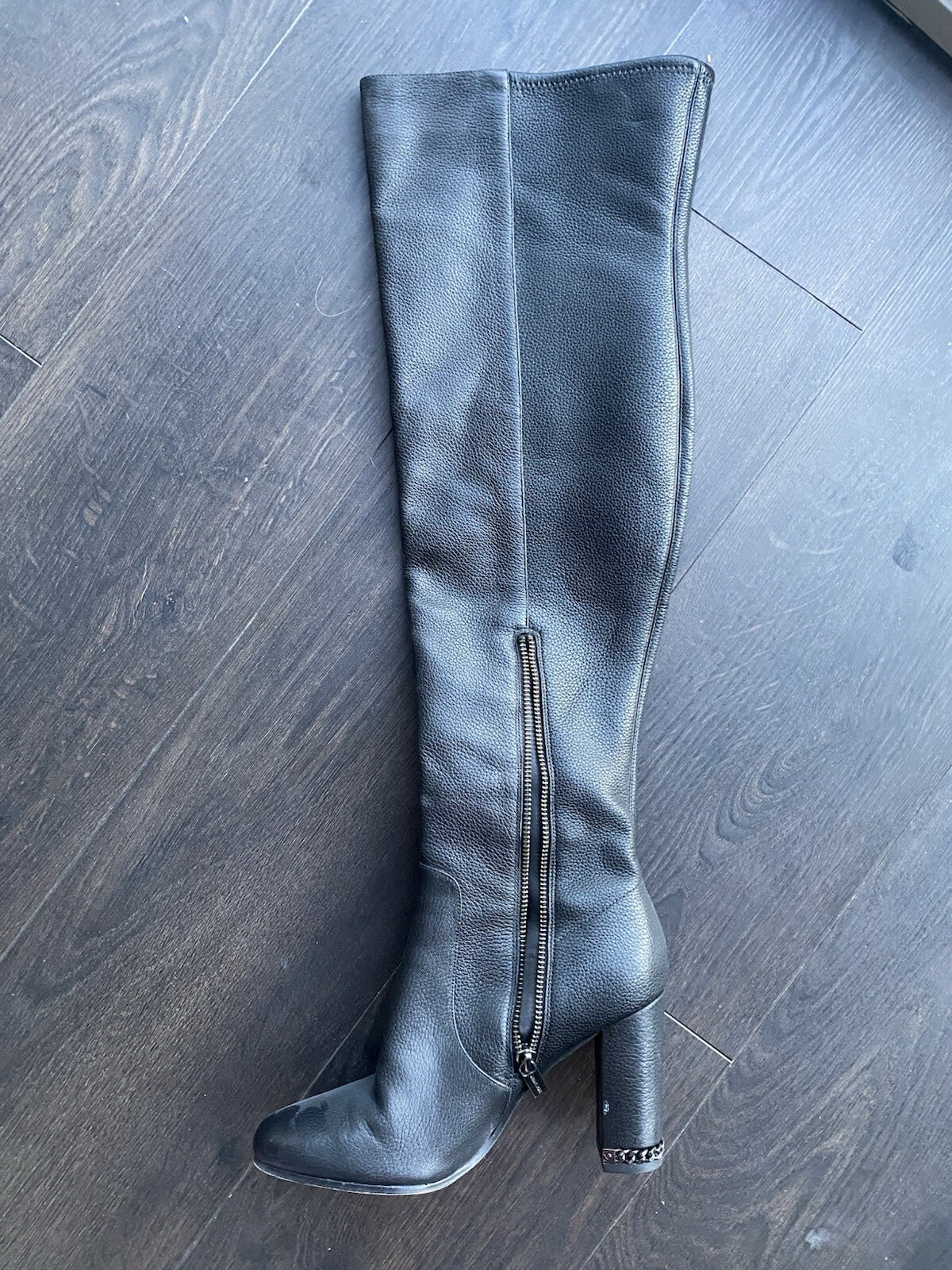 Michael Kors Thigh High Boots. Super Sexy, Long Leather Boots W/ Chain Detail