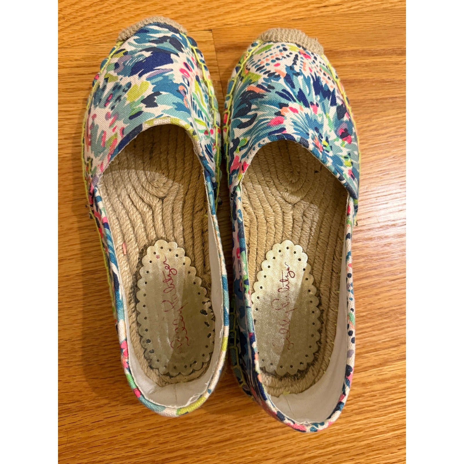 Lilly Pulitzer Lia Espadrille Flat-Dive In-Canvas Sz 7 Slip On Comfort Shoes