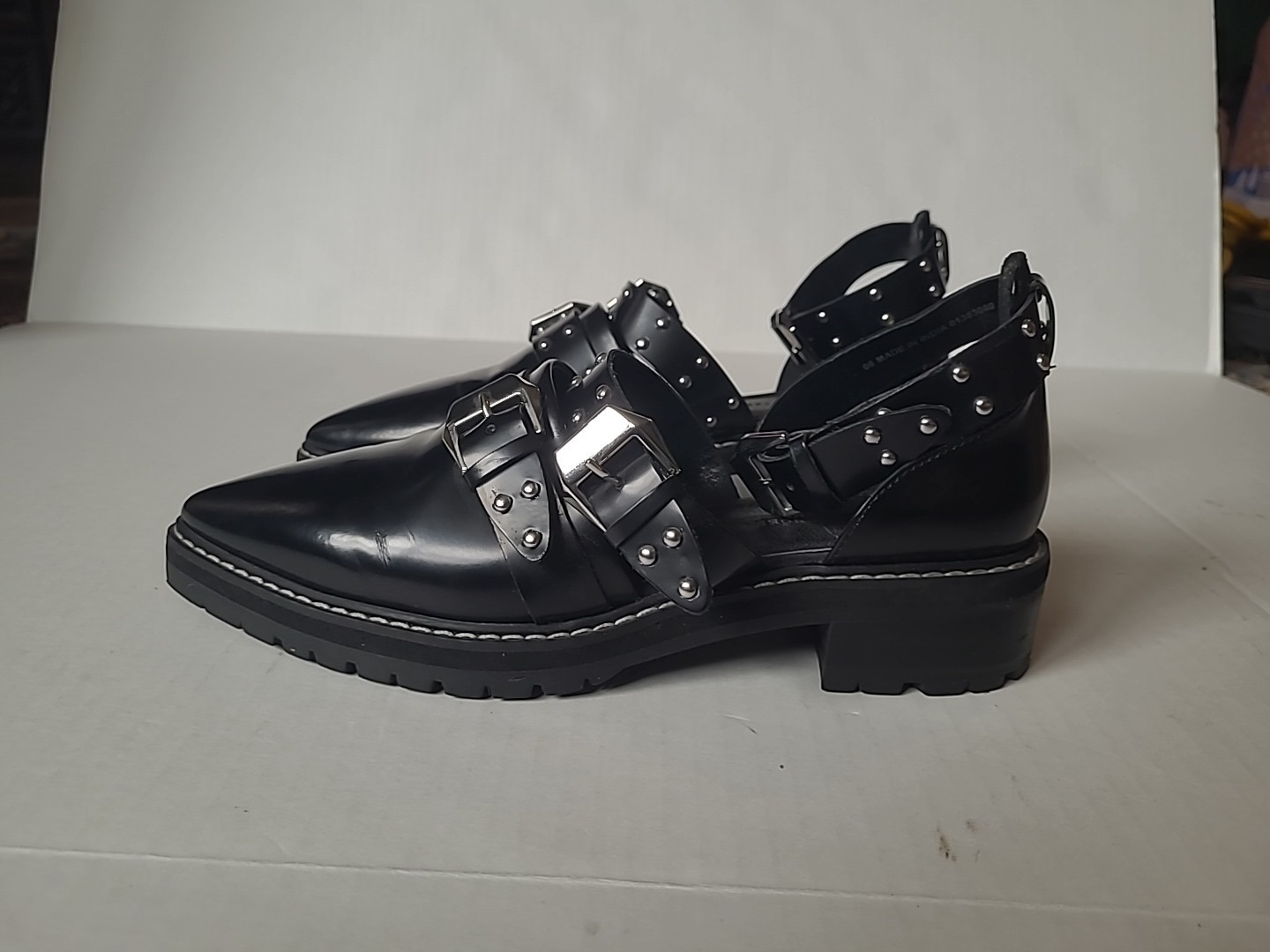 ASOS Black Shoes Gothic Chunky Women’s Pumps Rivet Stud Buckle Punk Loafer Sz 9