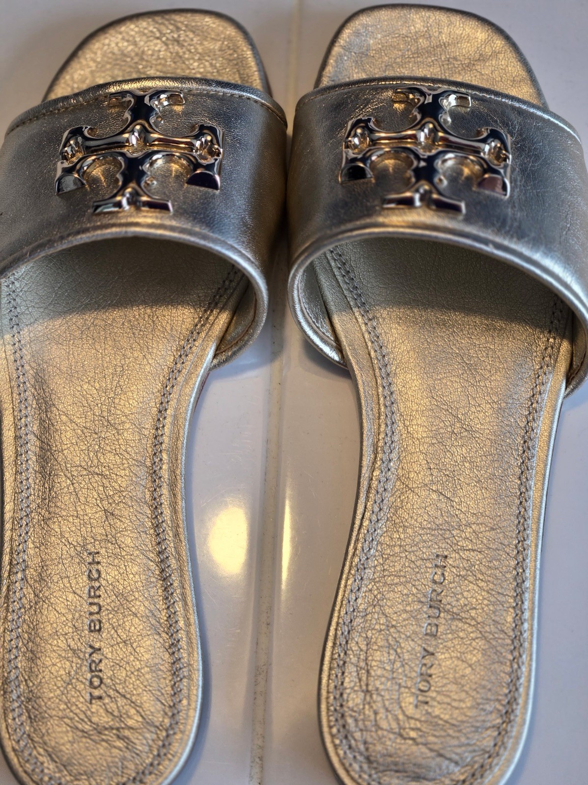 Tory Burch Eleanor Slide Metallic Sandals Size 6