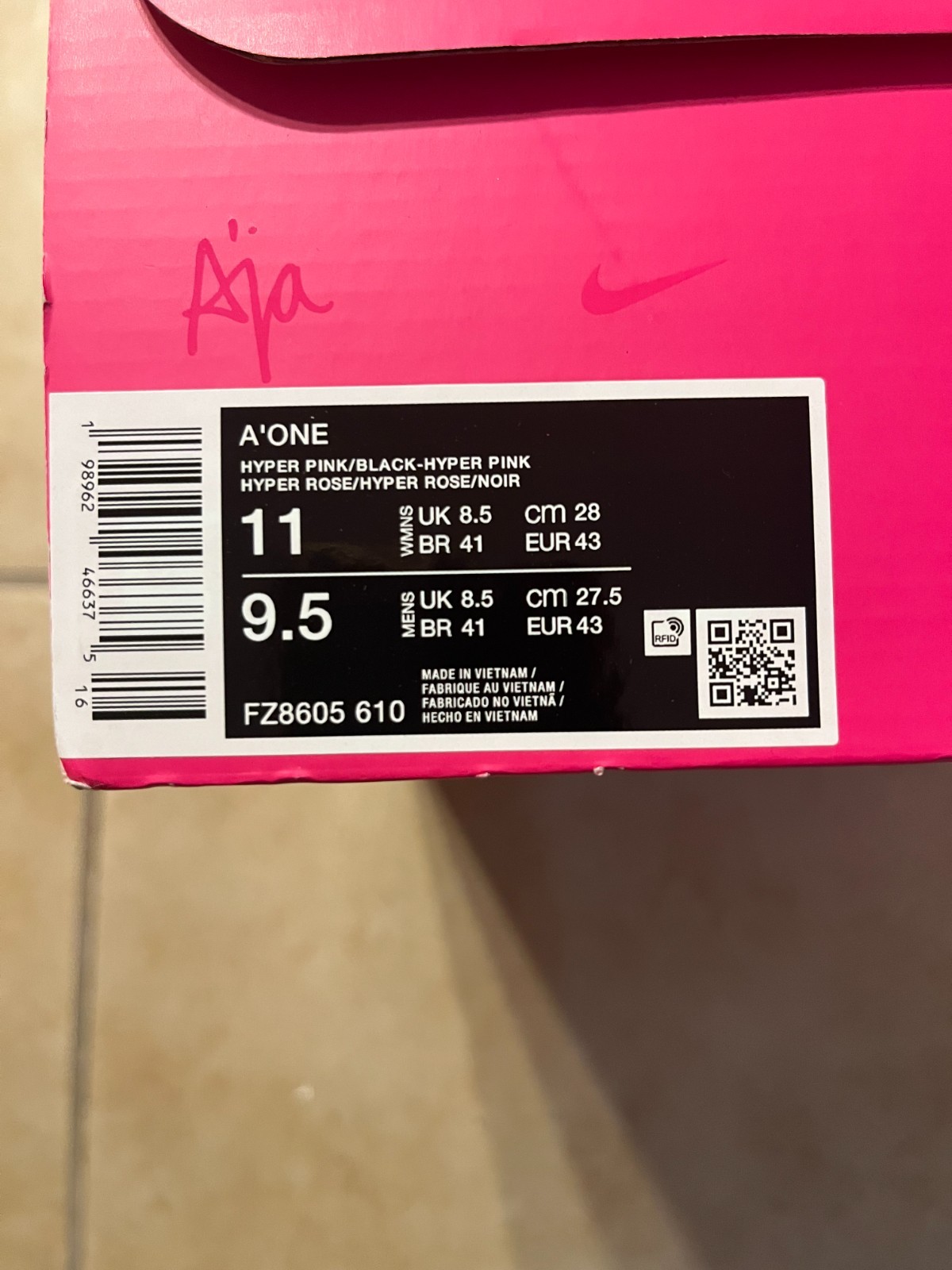 Nike Womens A’One All Star Hyper Pink Shoes Sz 11 W New Basketball FZ8605-610