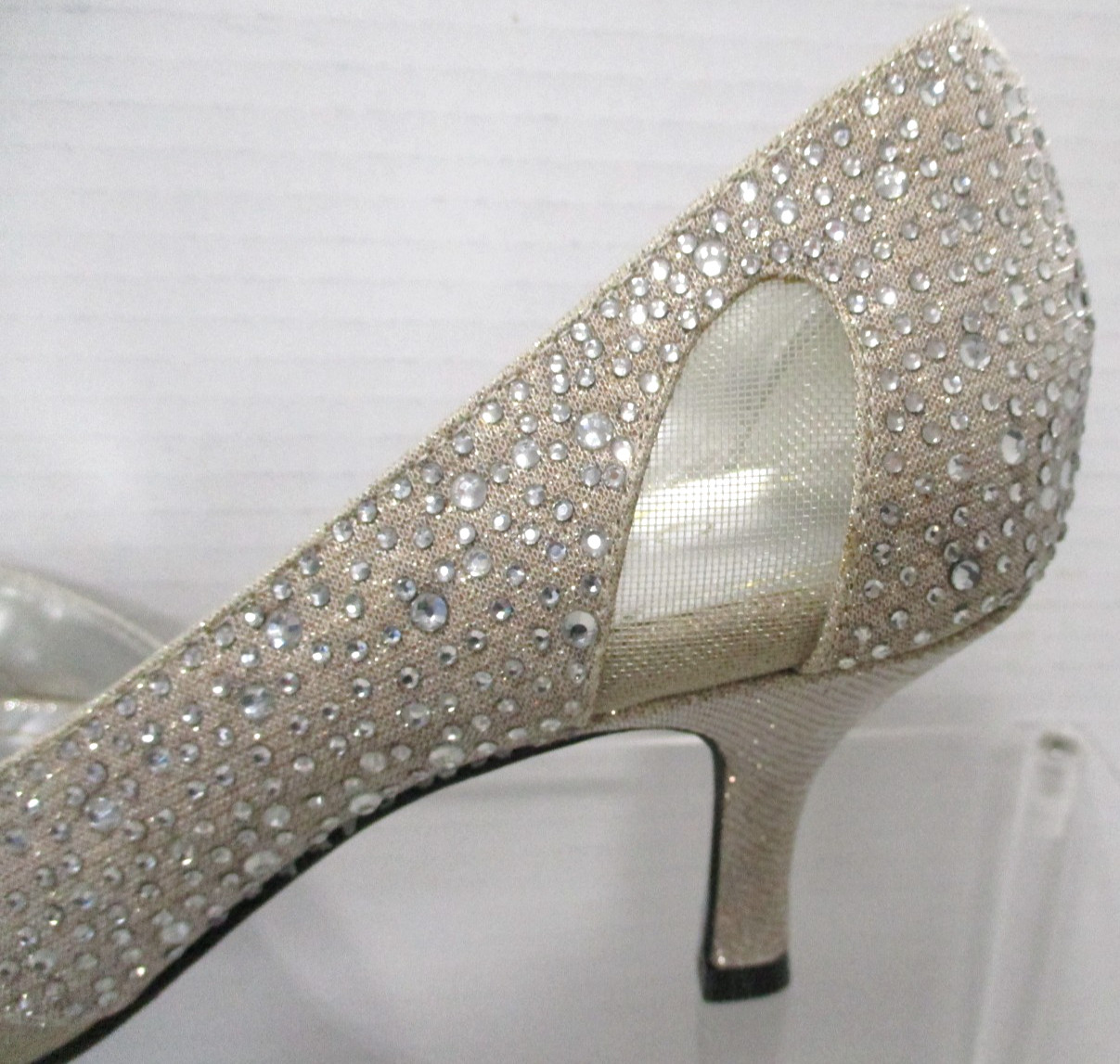 Caparros MacKenzie Open Toe Heels Womens 7 Champagne Sparkle Dress Shoes