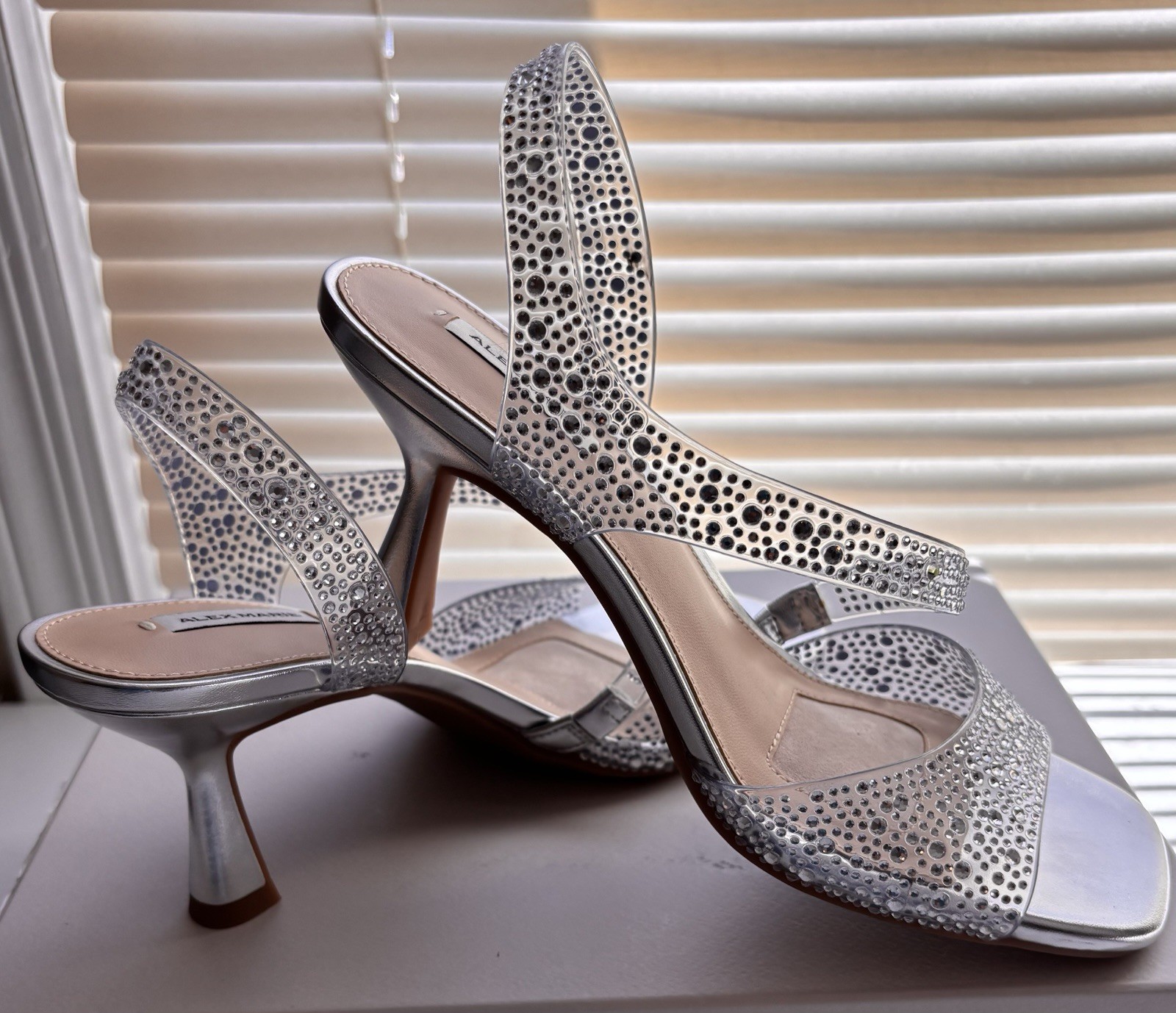 Silver Clear Rhinestone Evening Party Wedding Shoes Alex Marie Sutton