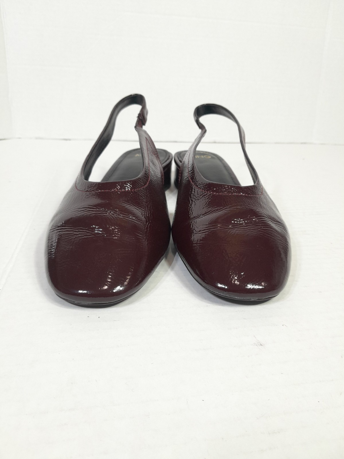 MANGO MNG Kitten BLoCK HEELS SLINGBACK Round Toe SHOES SZ 6.5 37 Burgundy