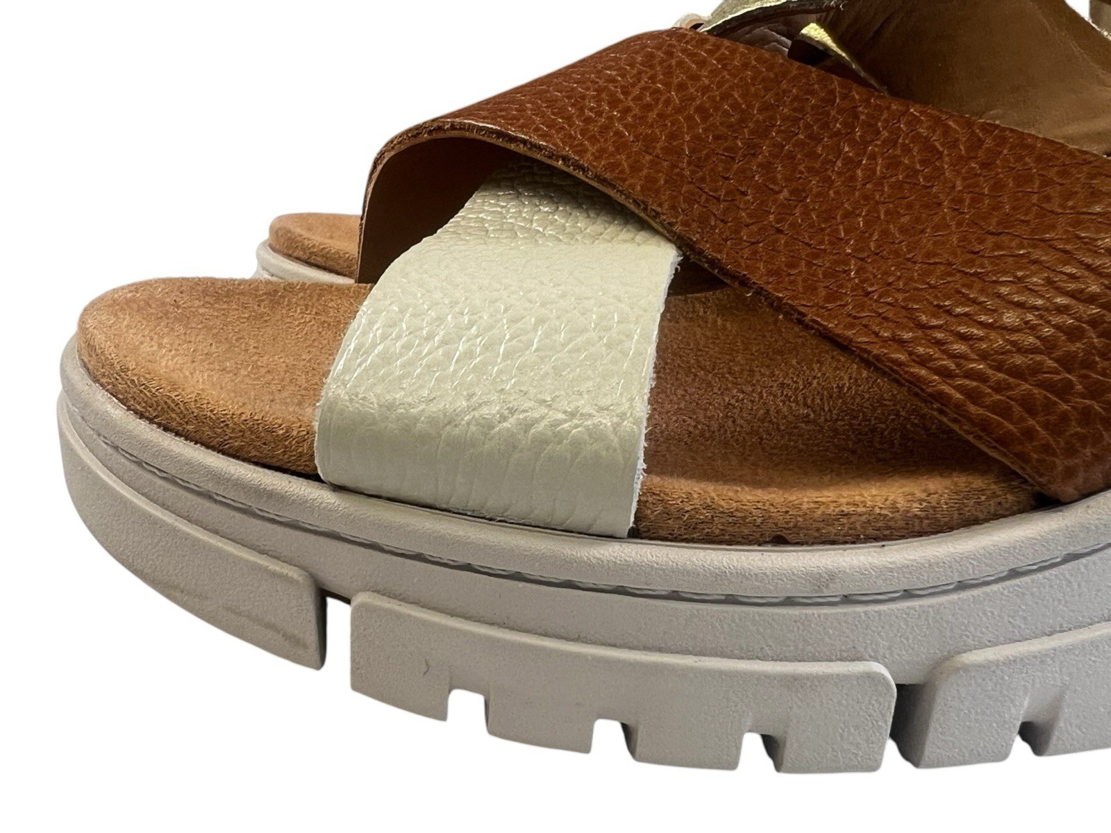 Vionic Uptown Sunset Wedge Slide Sandal Tan Gold Met Leather New Size 7.5