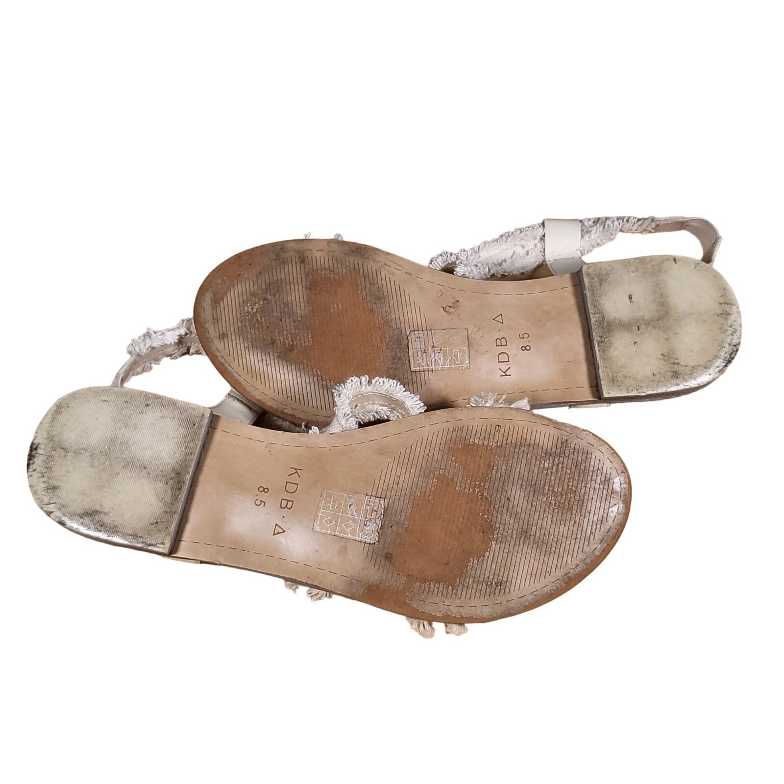 Anthropologie Kelsi Dagger Brooklyn Reggie Sandals Women 8.5 Cream Leather Flat