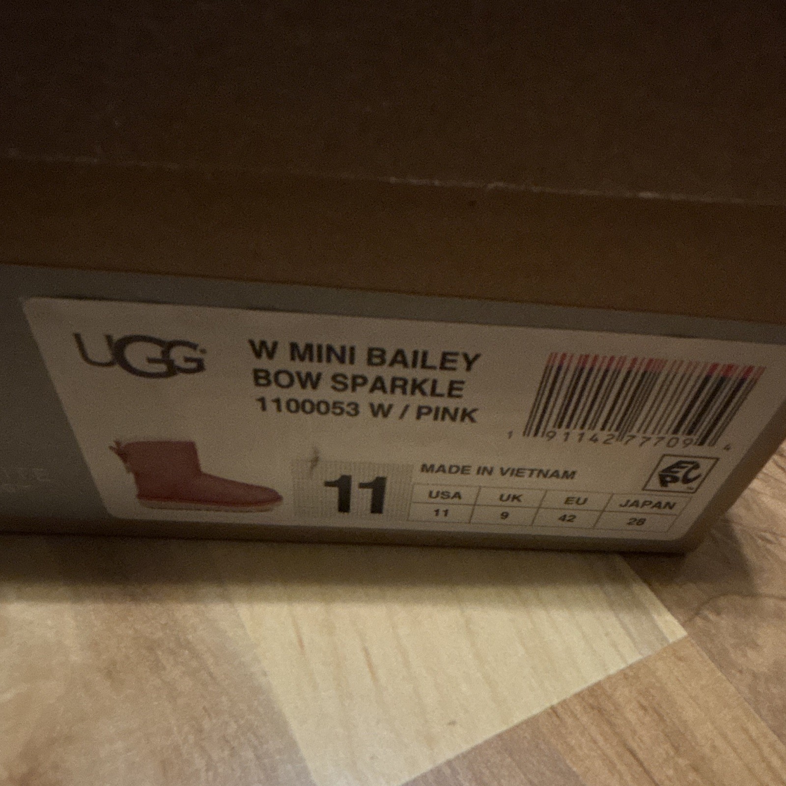 UGG Mini Bailey Bow Sparkle Suede Sheepskin Ankle Boot Pink Women’s 11