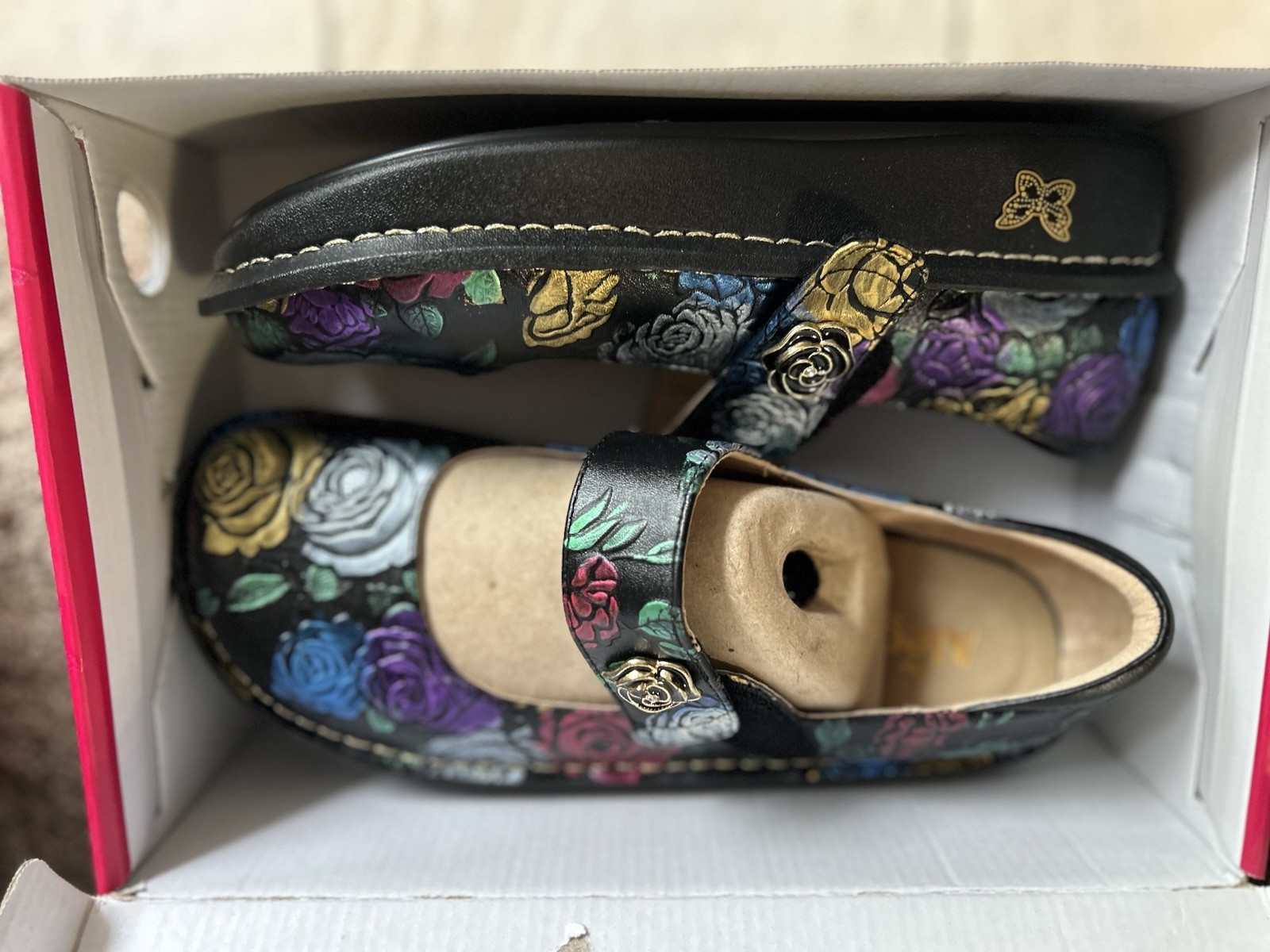 Womans Algeria Brand New PAL-839 Paloma Black Floral Print Size EU 41 US 10-10.5