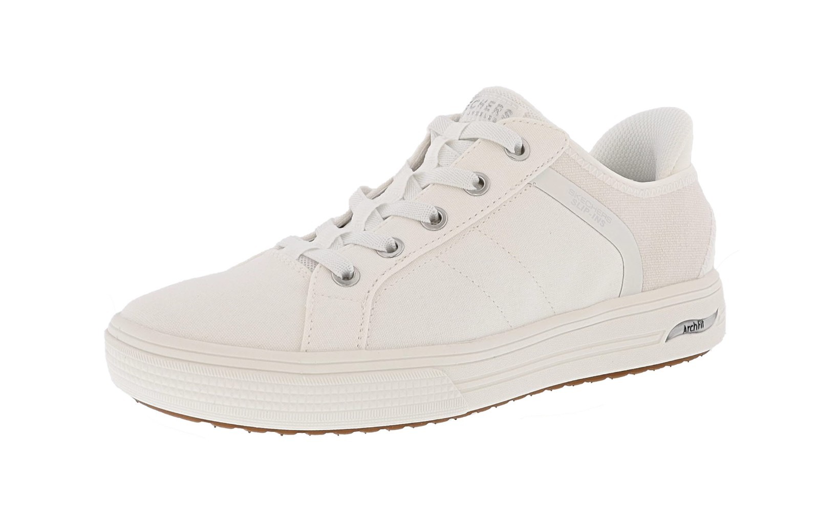 SKECHERS WOMEN’S ARCH FIT ARCADE- FOREVER COZY 177205/WHT CANVAS UPPER SHOES