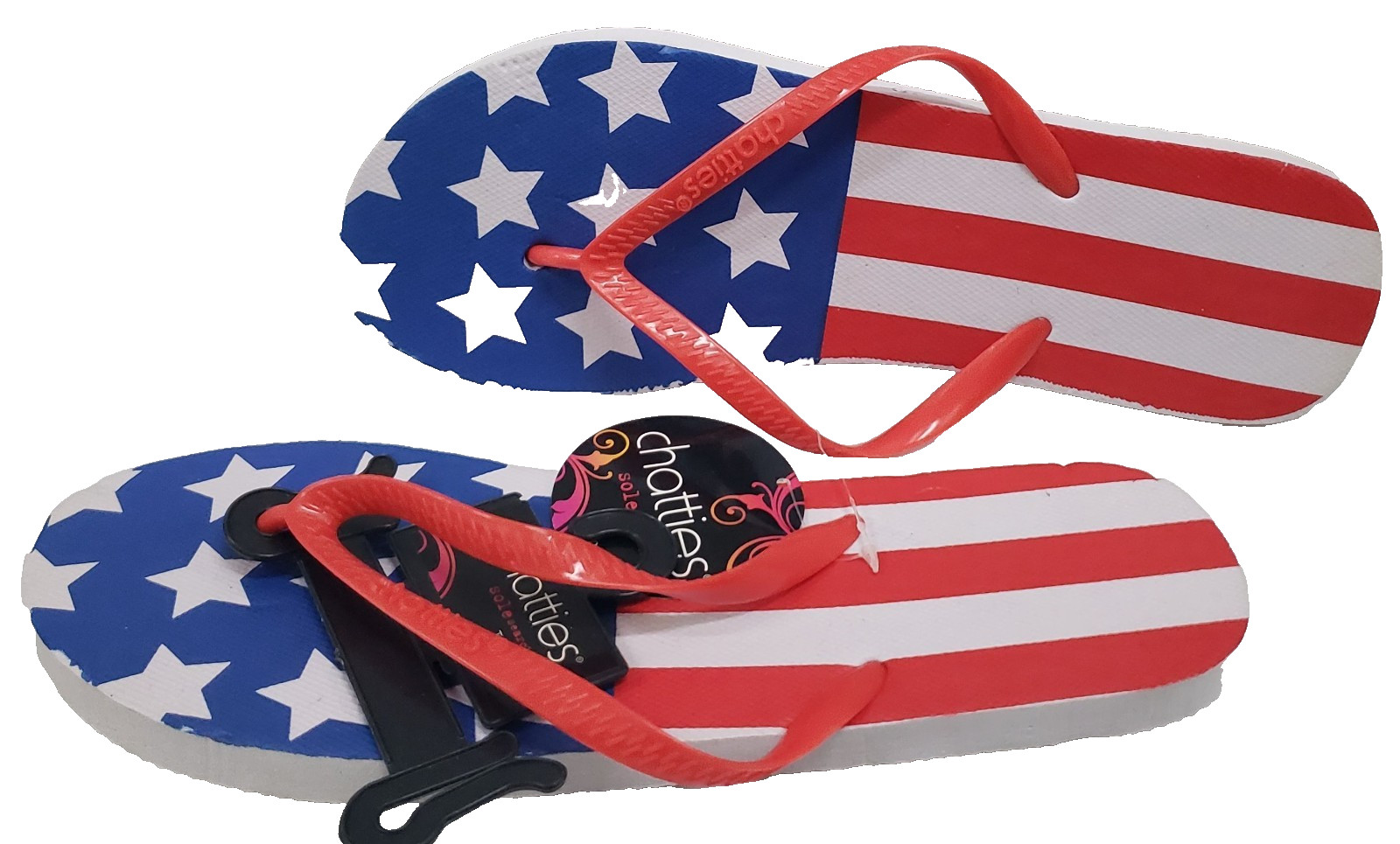 Flip Flops Size L (Large)(size 9-10) JULY 4,PATRIOTIC,USA AMERICAN FLAG,Chatties